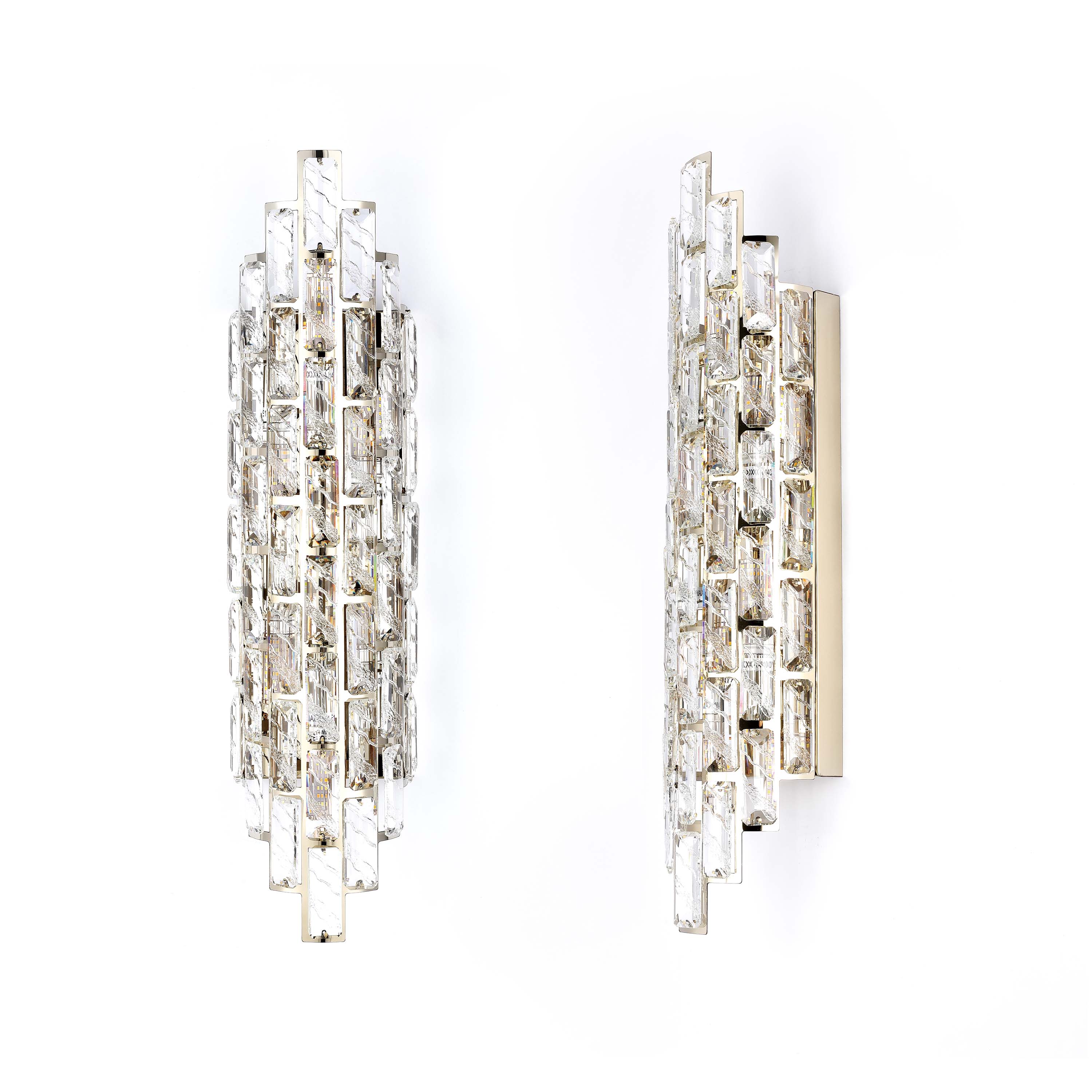 Premium Gold Tiered Crystal Wall Sconce, E14 Dimmable