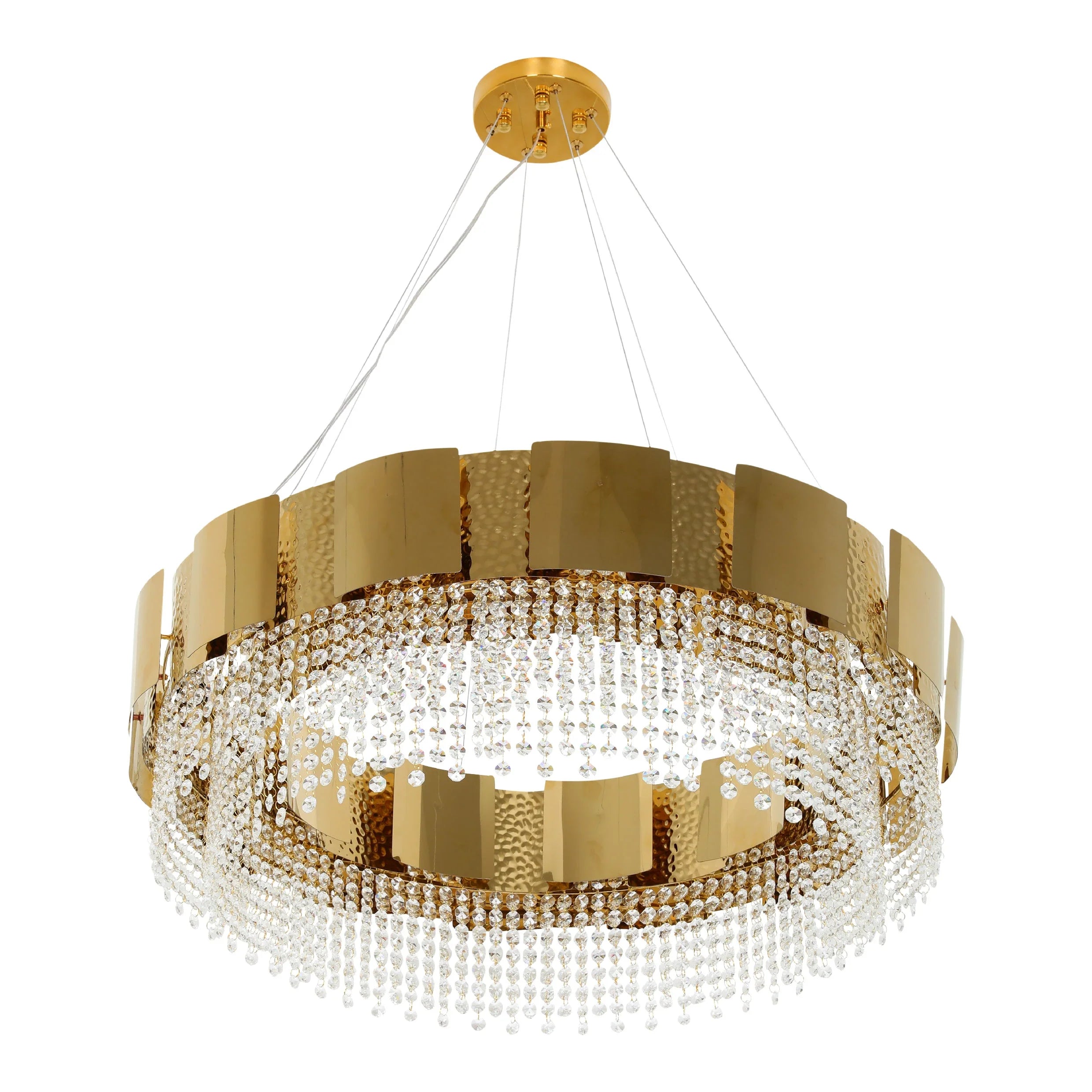 Octagon Crystal Gold Metal Kitchen Island Chandelier Ceiling Light E14