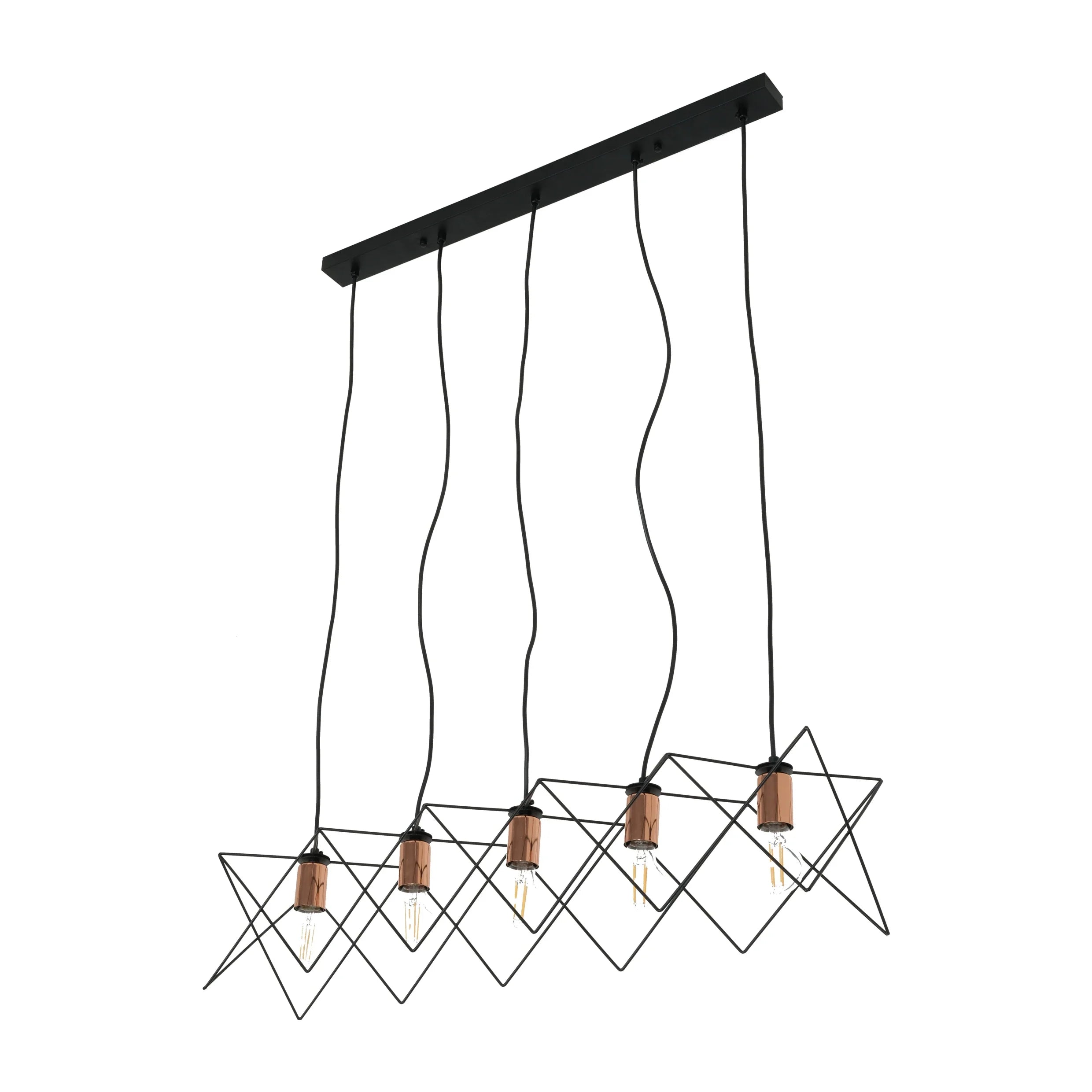 Star Cage Pendant Light with Rose Gold Accent and Black Metal Frame