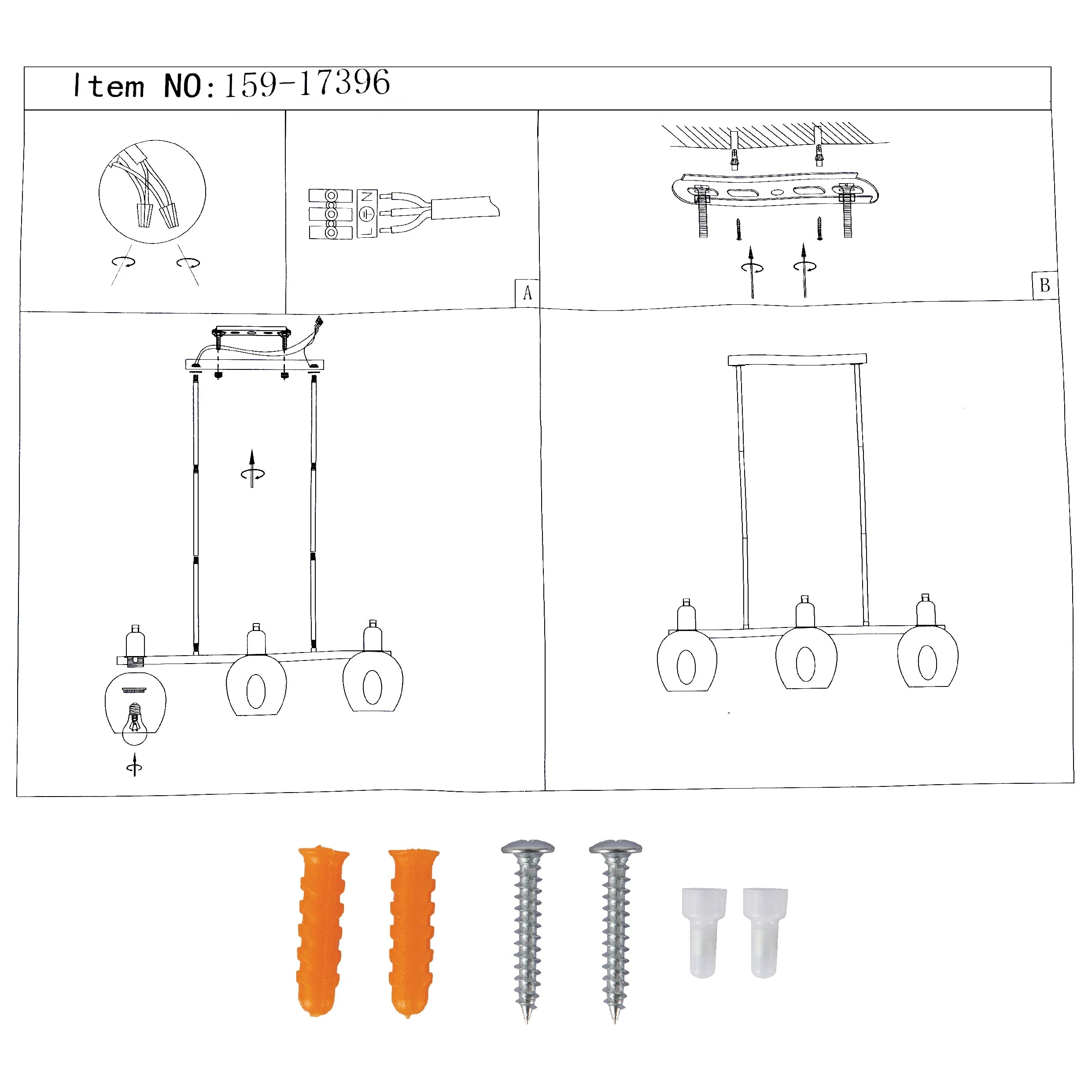 Amber Cone Glass Black Gold Metal Body Island Chandelier Ceiling Light 6xE27 Fitting