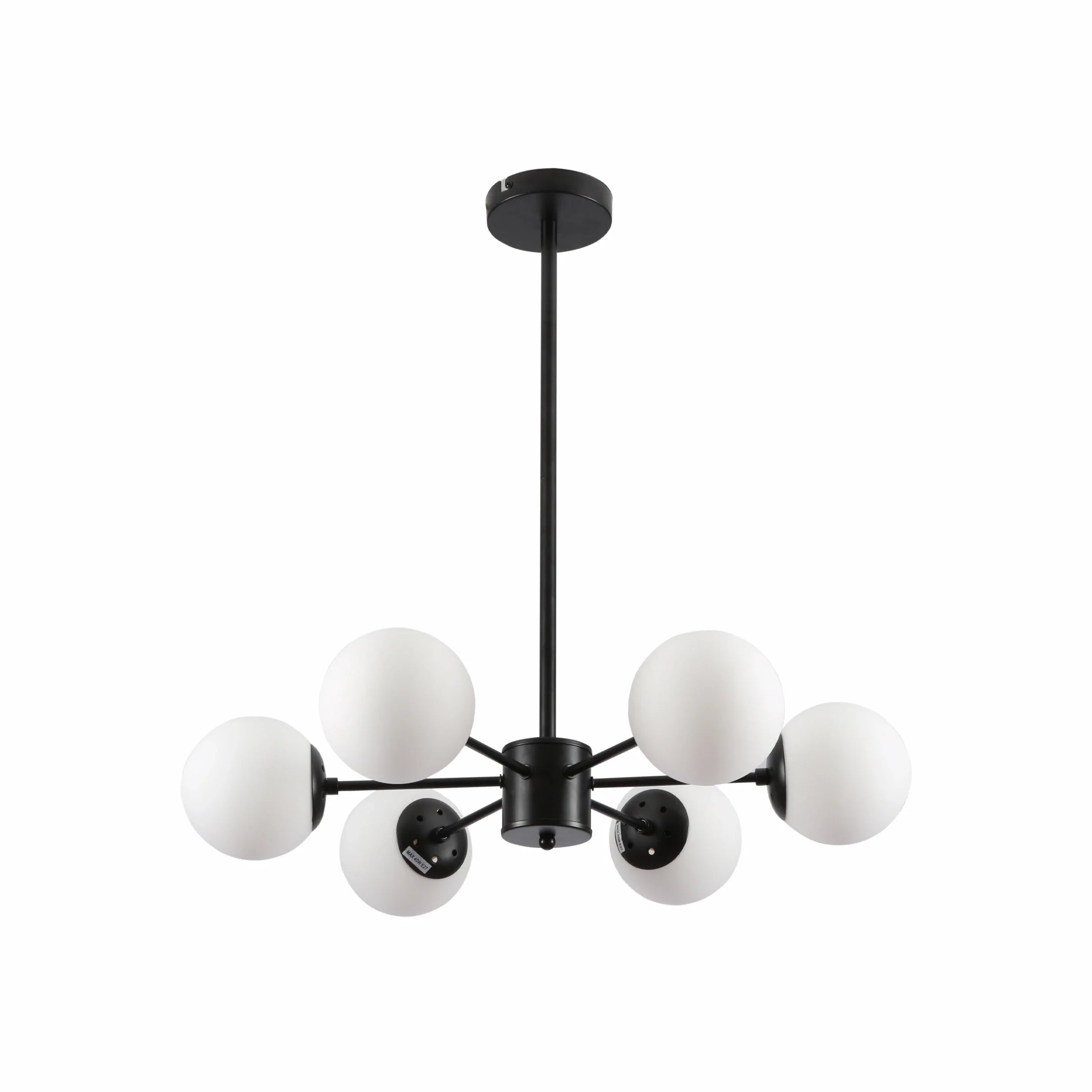 Snowflake Opal Globe Glass Black Body Ceiling Light E27