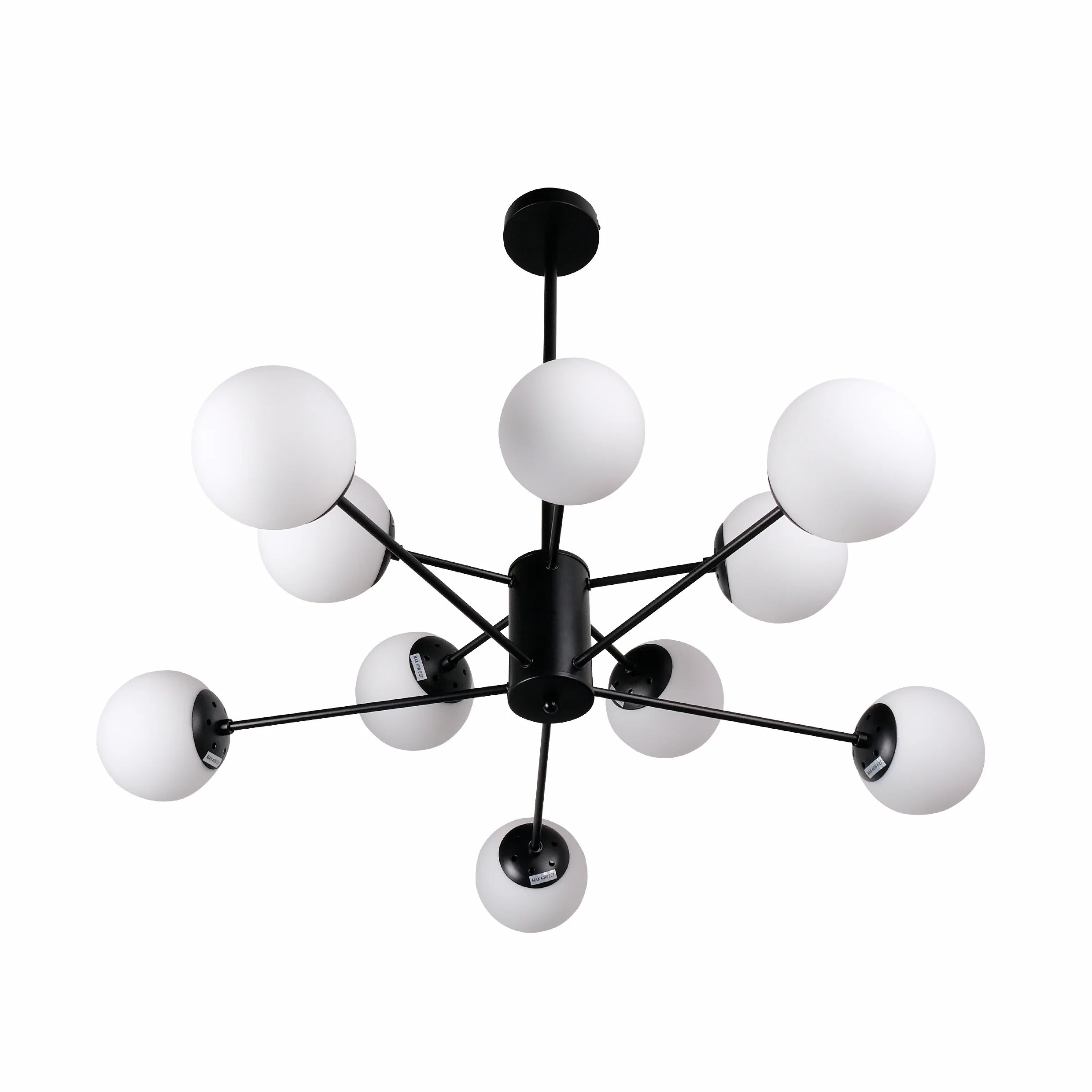 Snowflake Opal Globe Glass Black Body Ceiling Light E27