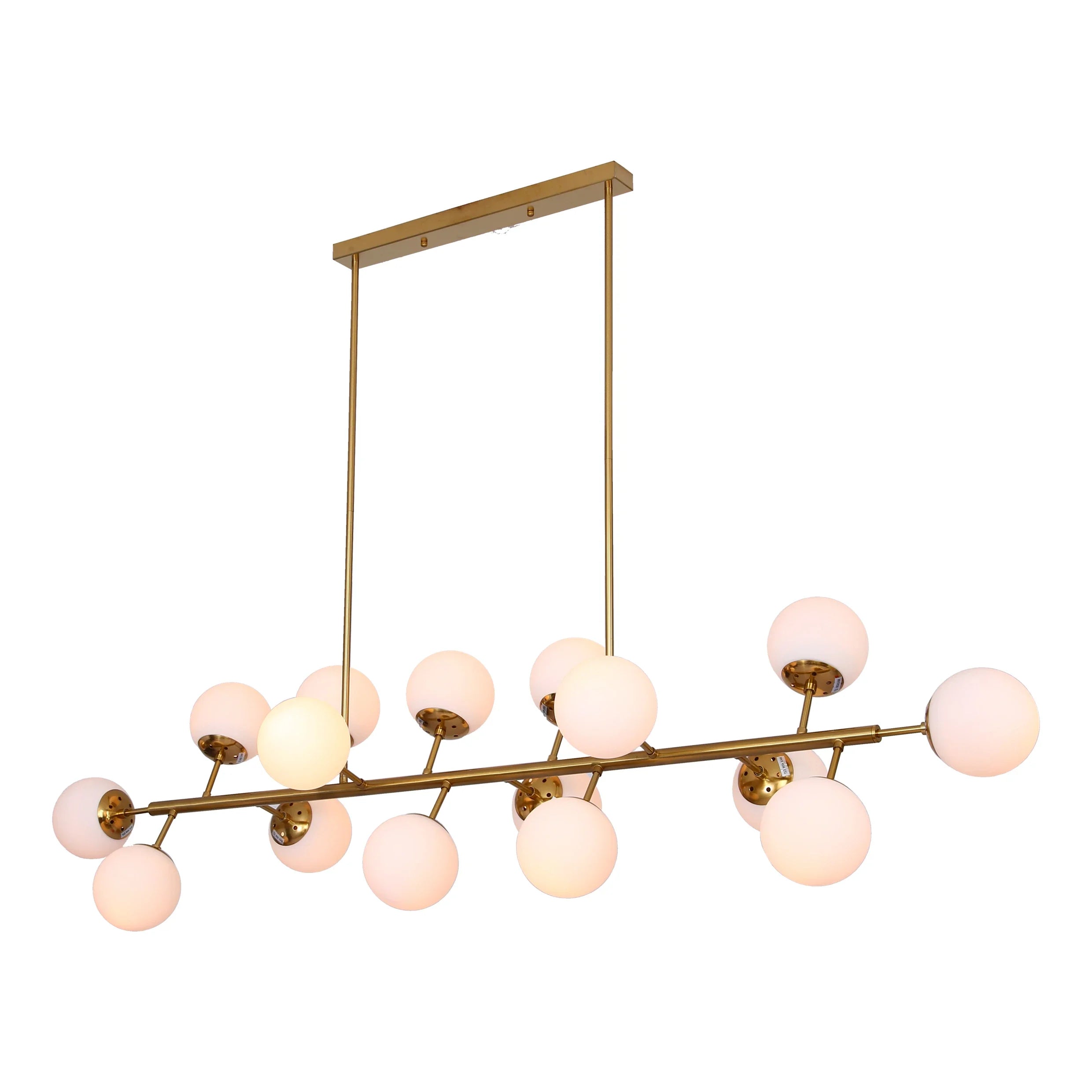 Modern Molecule Style Amber Smoky Opal Glass Globe Gold Black Metal Body Island Chandelier Ceiling Light