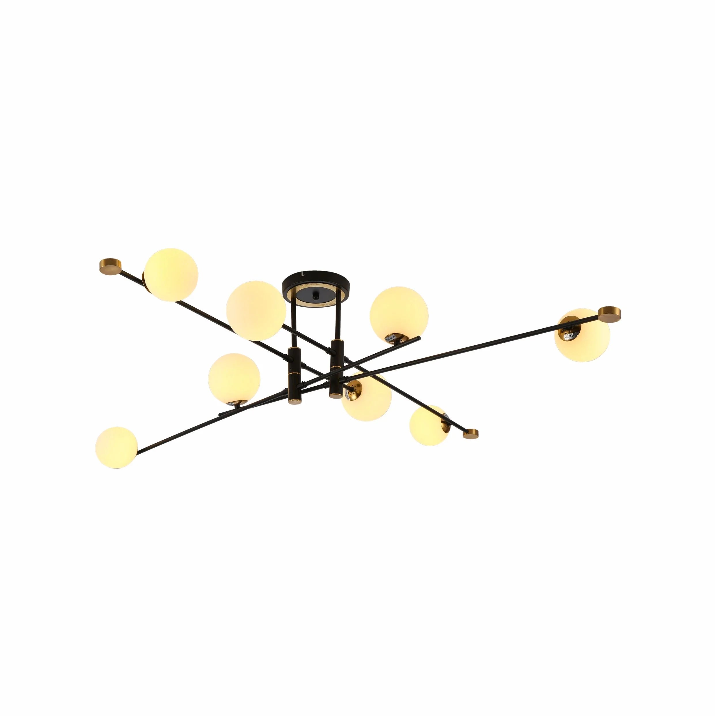 White Globe Glass Black Rod Body Semi Flush Ceiling Light 2-2 8xG9