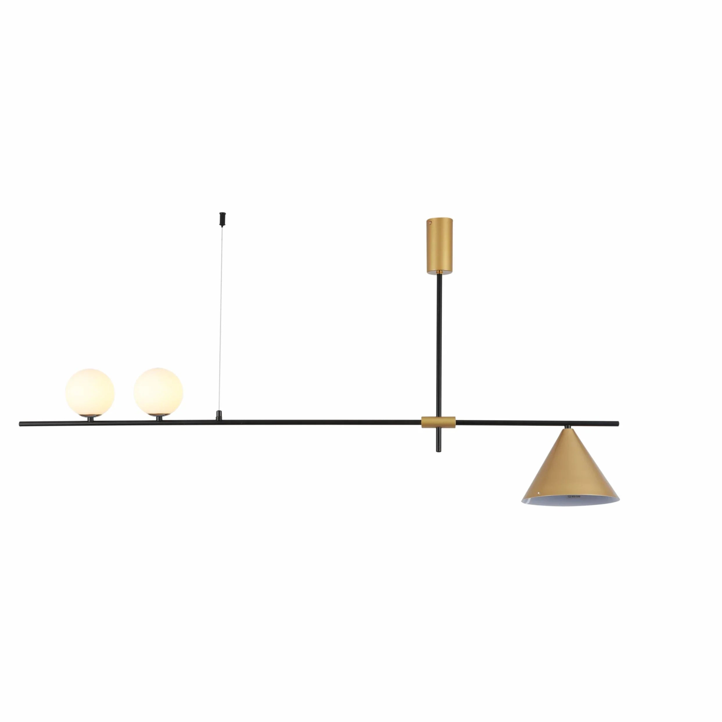 Nordic Modern Island Chandelier Ceiling Light G9 and E27 Black or Gold Funnel Opal Globe