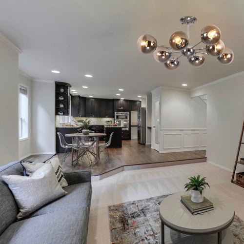 More interior usage of Smoky Globe Glass Chrome Metal Body Sputnik Molecule Modern Ceiling Light with E27 Fittings | TEKLED 159-17690