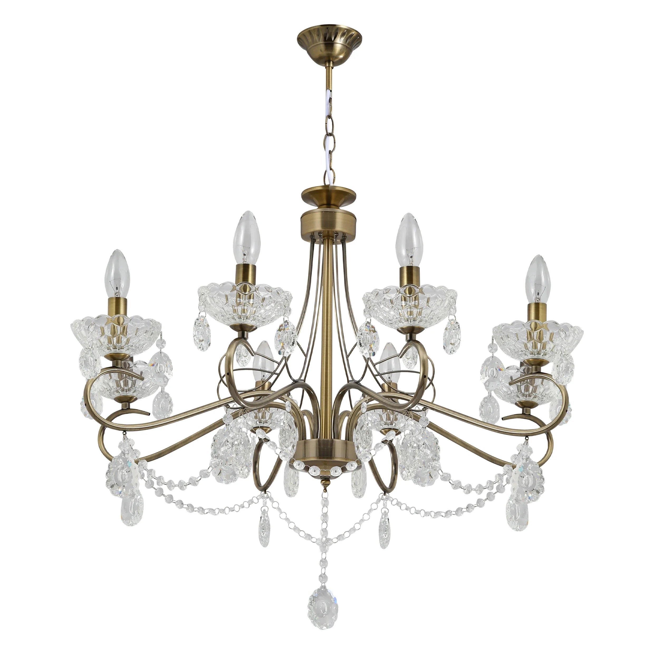 Mary Lillian Mediterranean Elegant Transitional Crystal Chandelier Ceiling Light E14