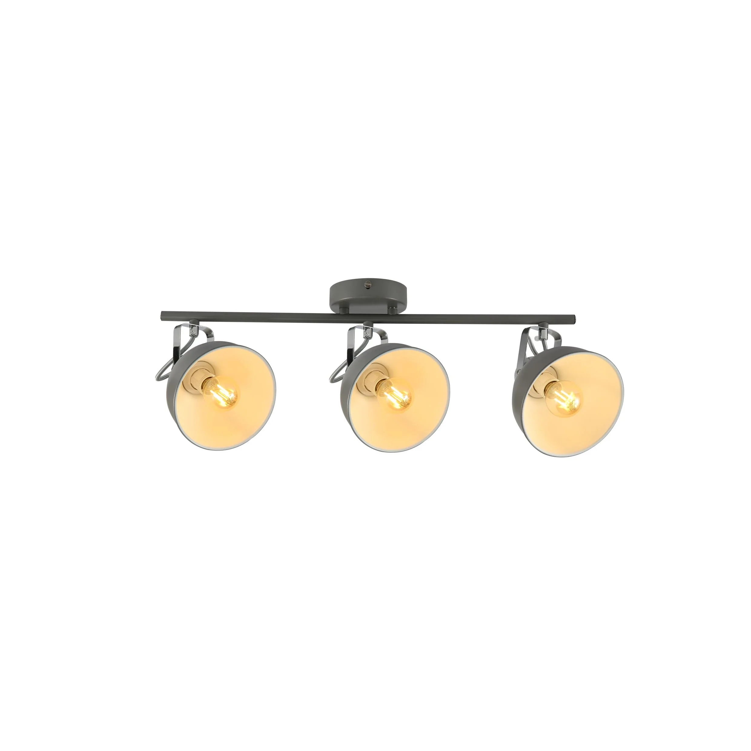 Grey Dome Shade Grey metal Body Ceiling and Wall Light E14