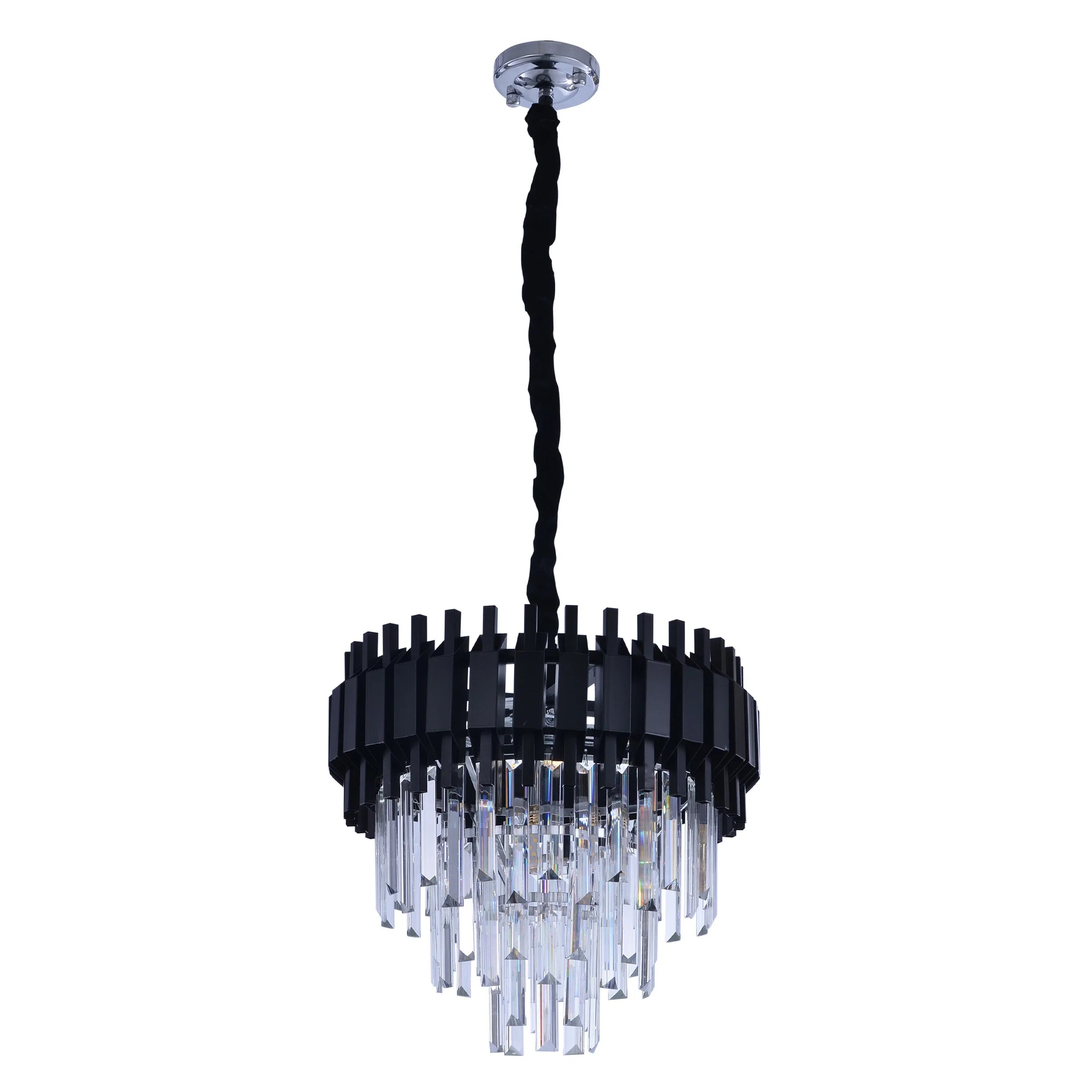 Metropolitan Square Beam Design Tiered Crystal Modern Chandelier Ceiling Light