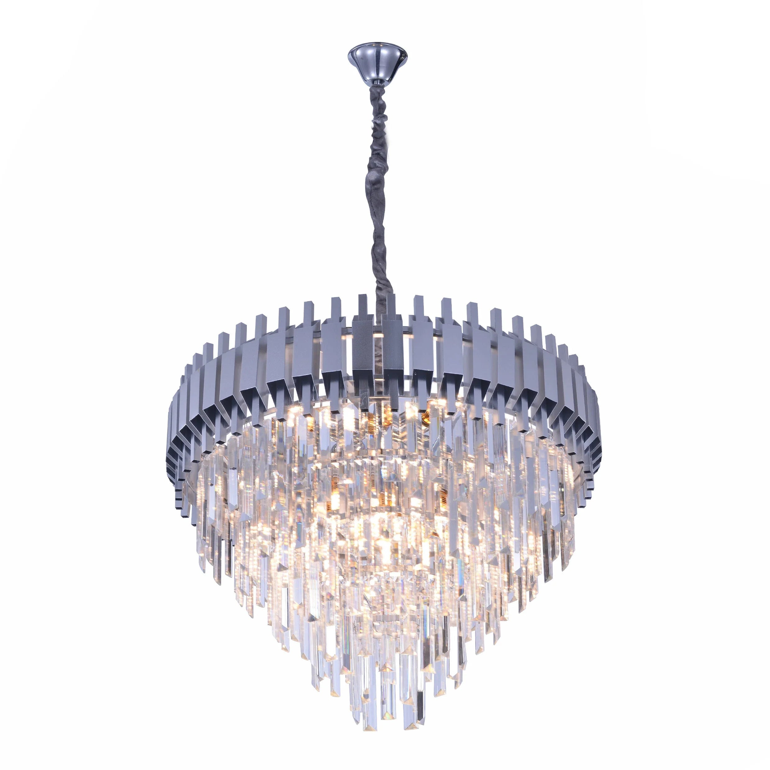 Metropolitan Square Beam Design Tiered Crystal Modern Chandelier Ceiling Light