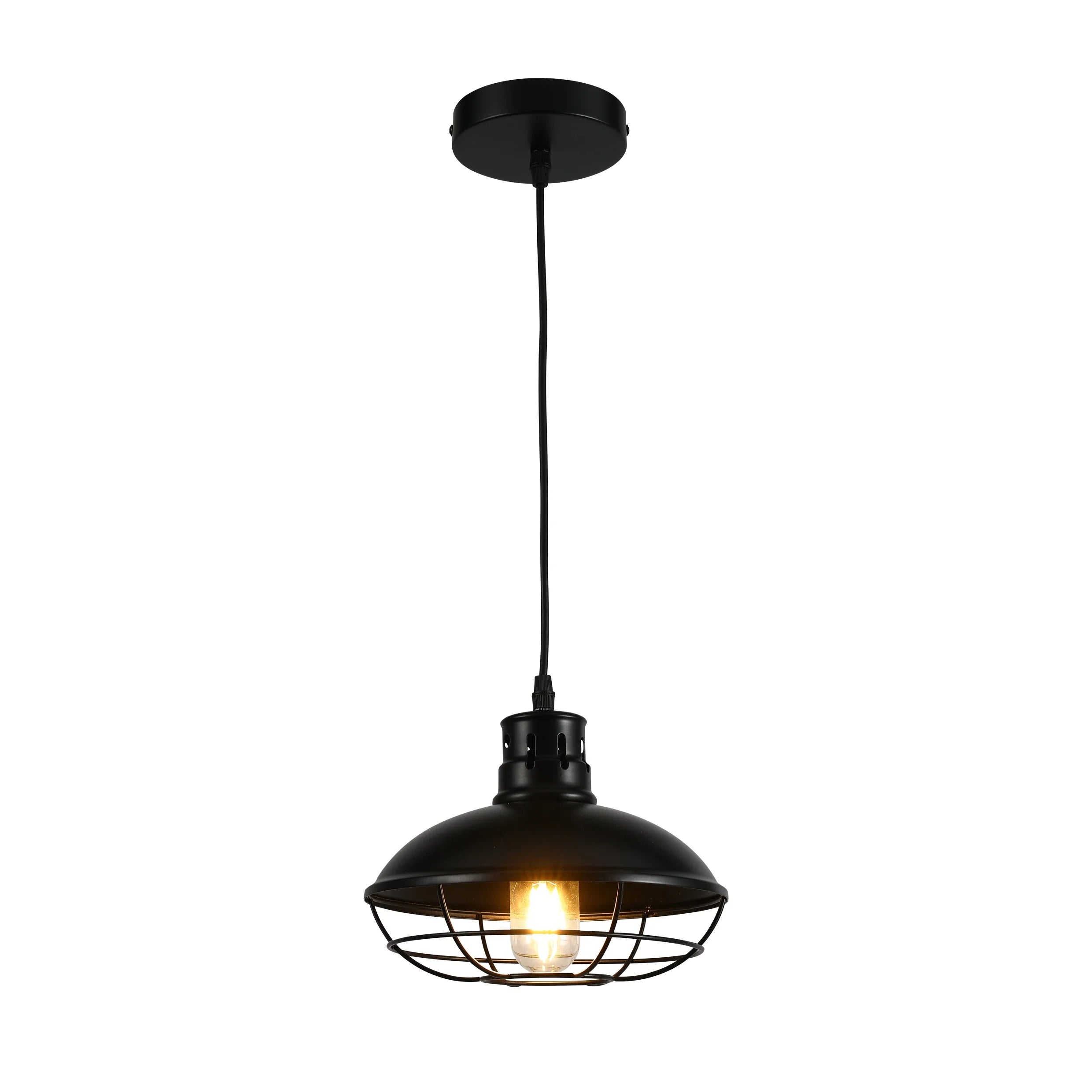 Urban Revive Caged Factory Ceiling Pendant Light Black