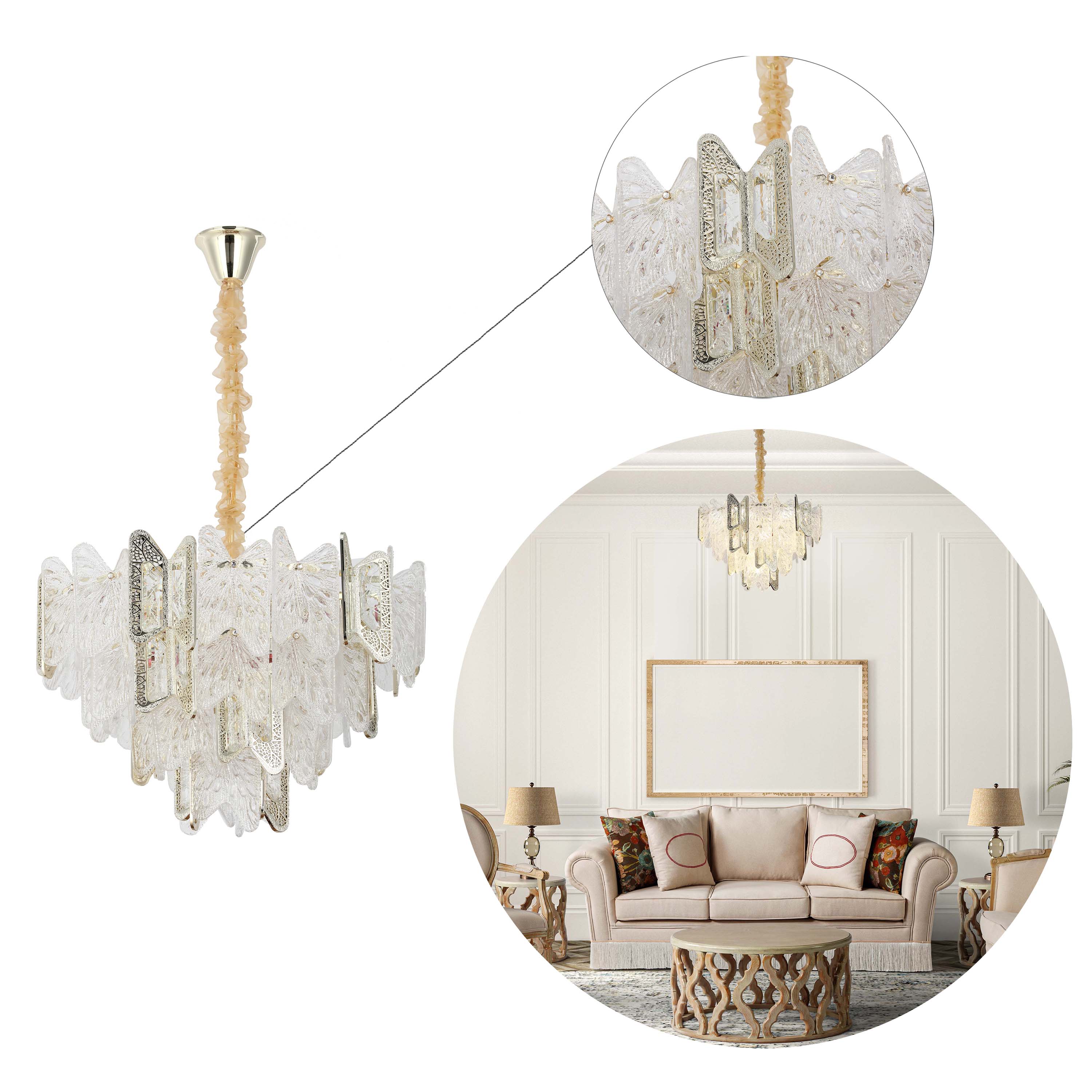 Luxury Gold Crystal Chandelier Dimmable Pendant Light E14