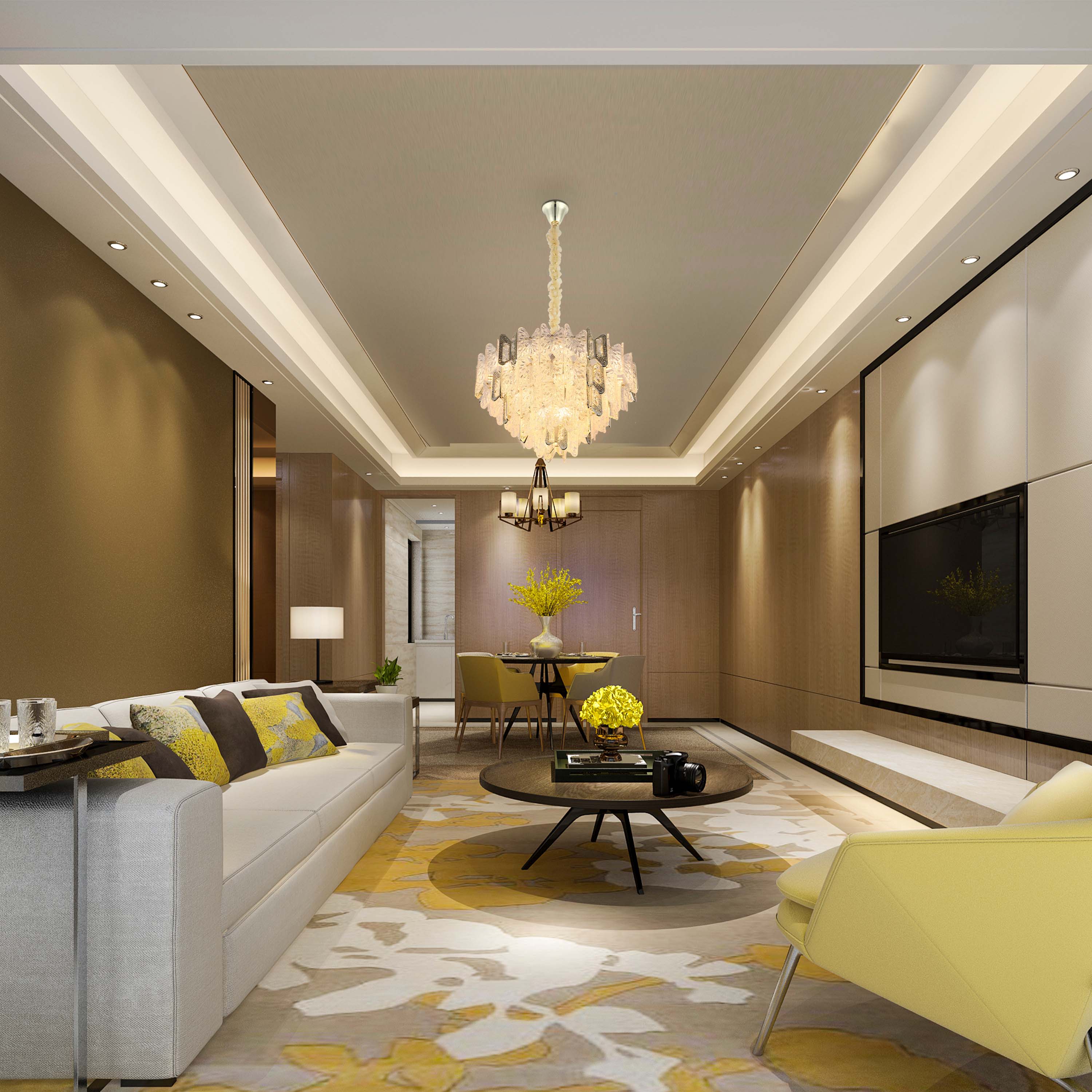 Luxury Gold Crystal Chandelier Dimmable Pendant Light E14
