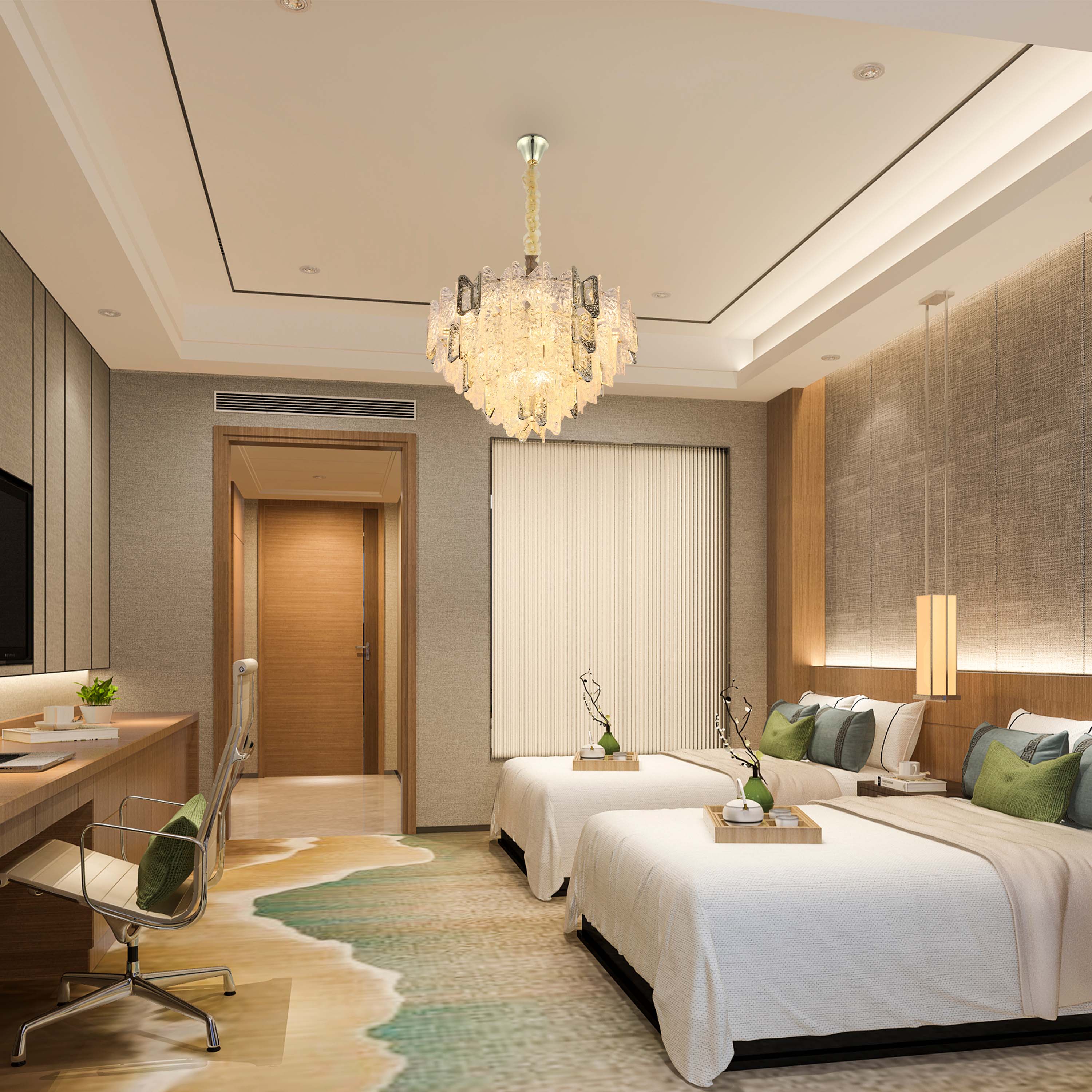 Luxury Gold Crystal Chandelier Dimmable Pendant Light E14