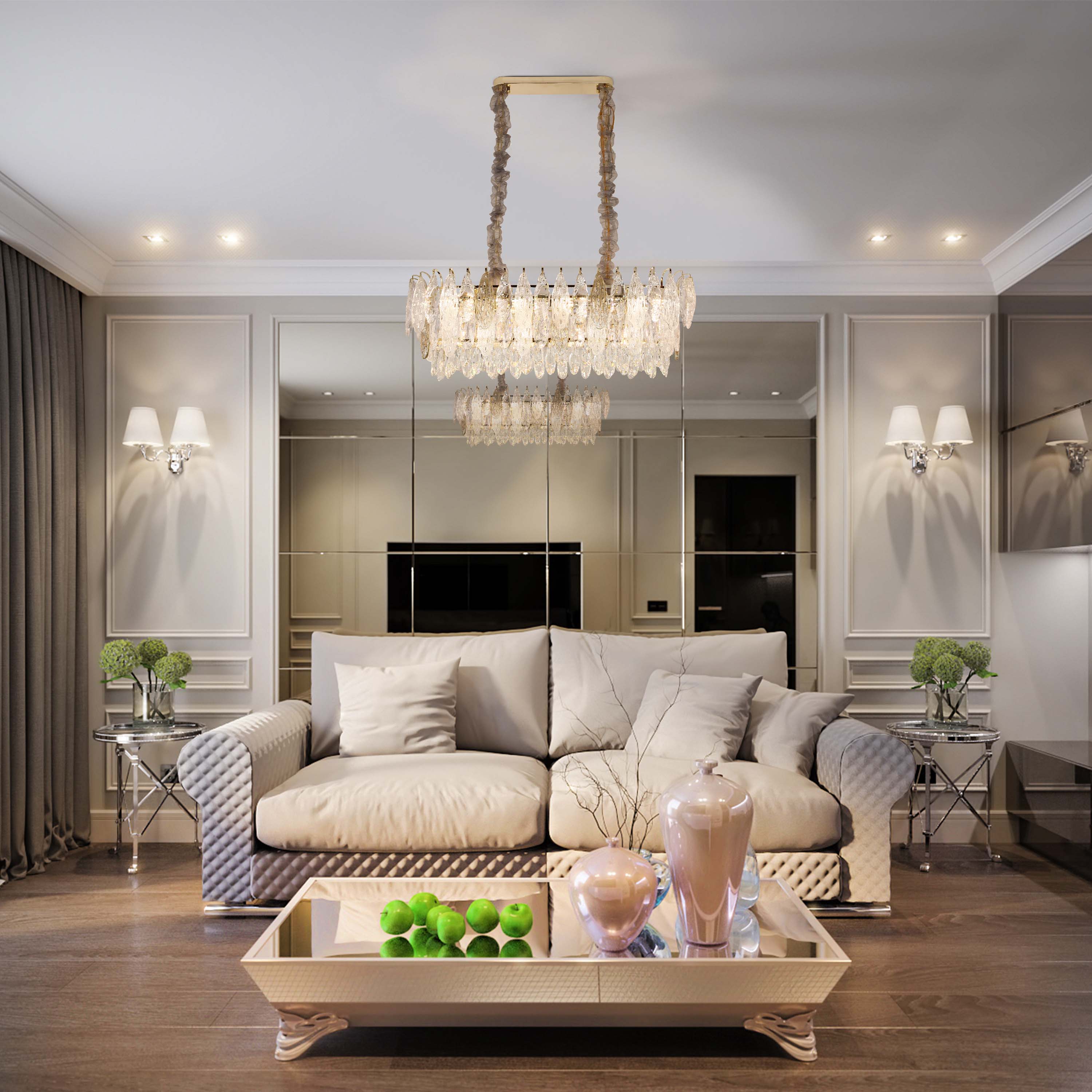 Luxury Gold Crystal Chandelier Dimmable Pendant Light E14
