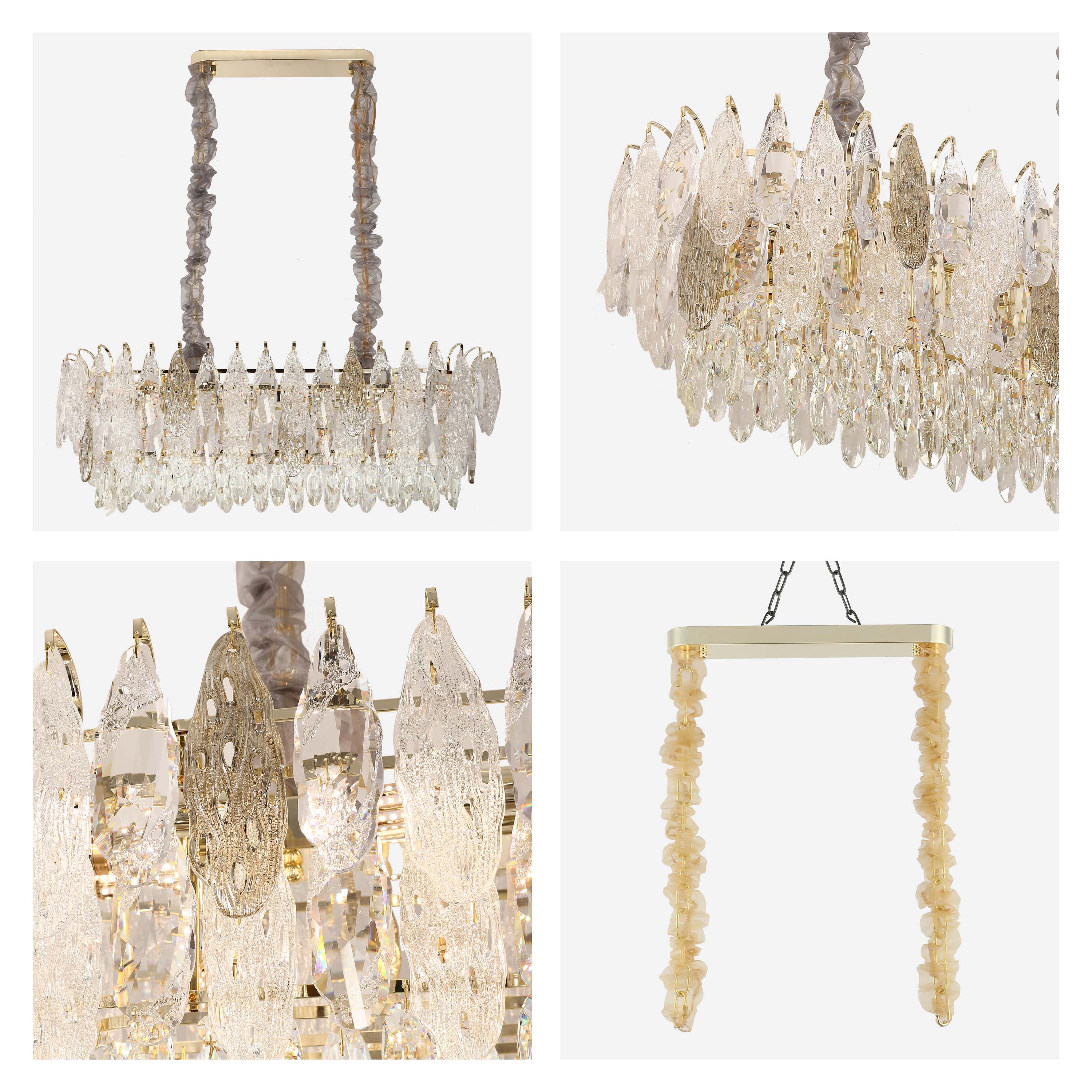 Luxury Gold Crystal Chandelier Dimmable Pendant Light E14