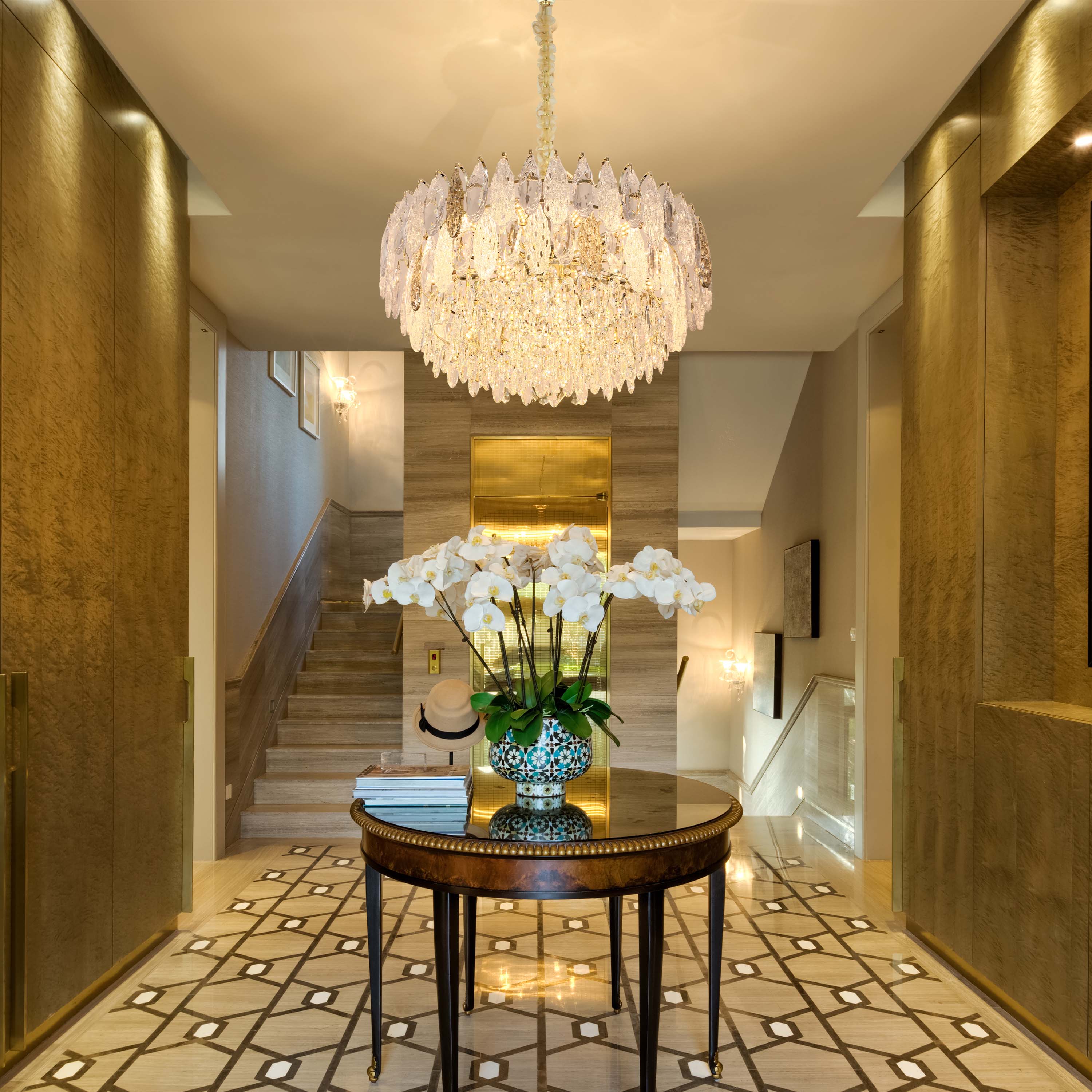 Luxury Gold Crystal Chandelier Dimmable Pendant Light E14