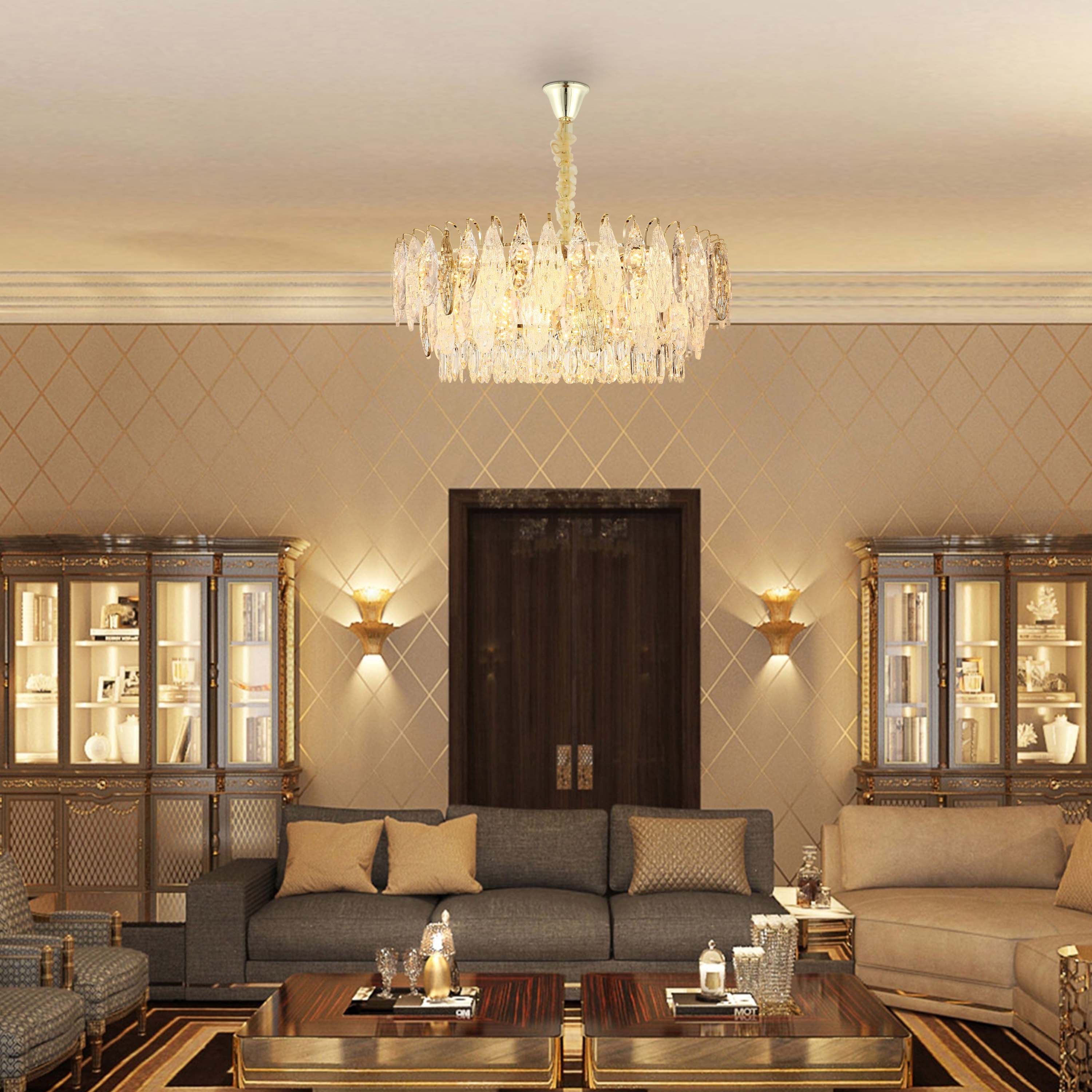 Luxury Gold Crystal Chandelier Dimmable Pendant Light E14