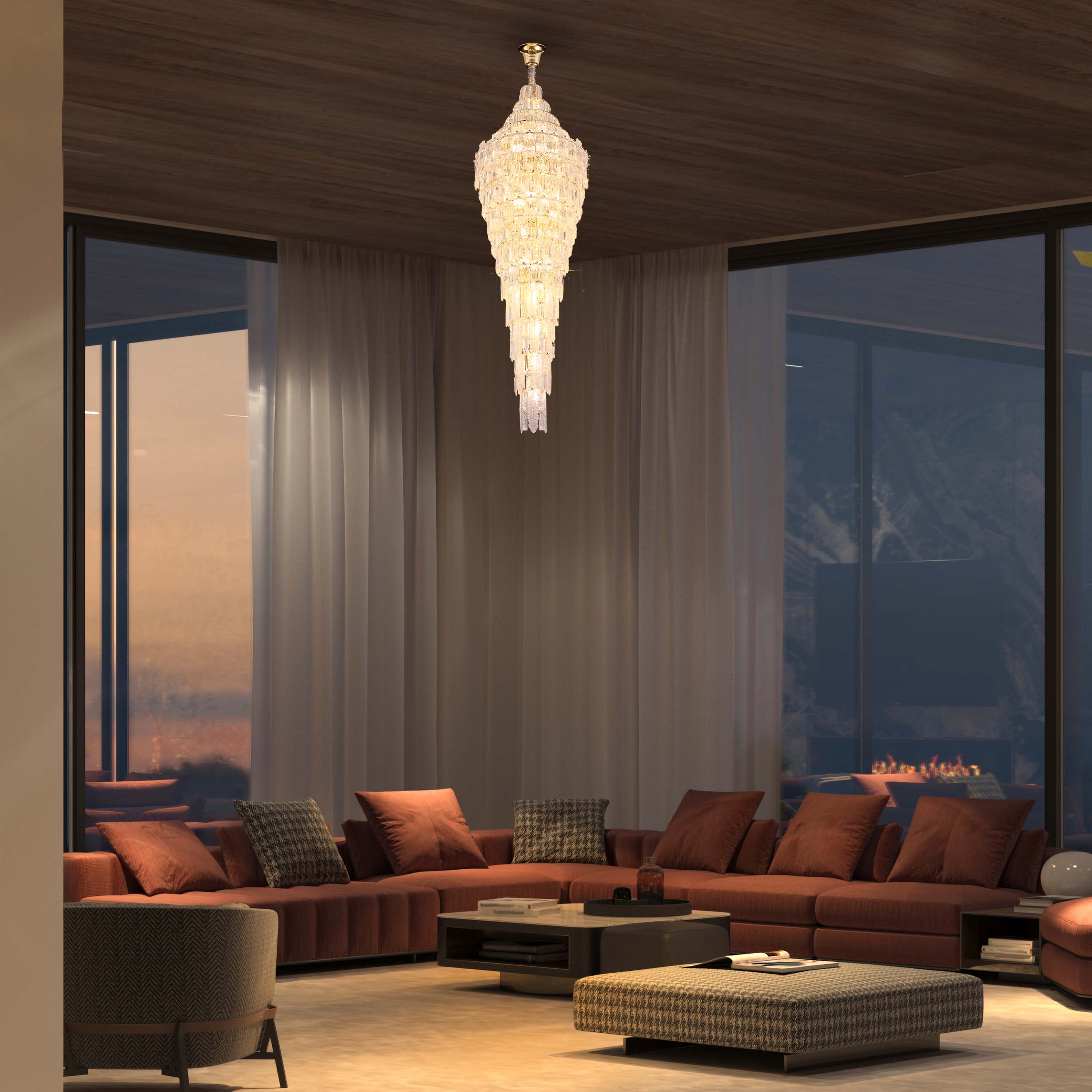 Luxury Gold Crystal Chandelier Dimmable Pendant Light E14