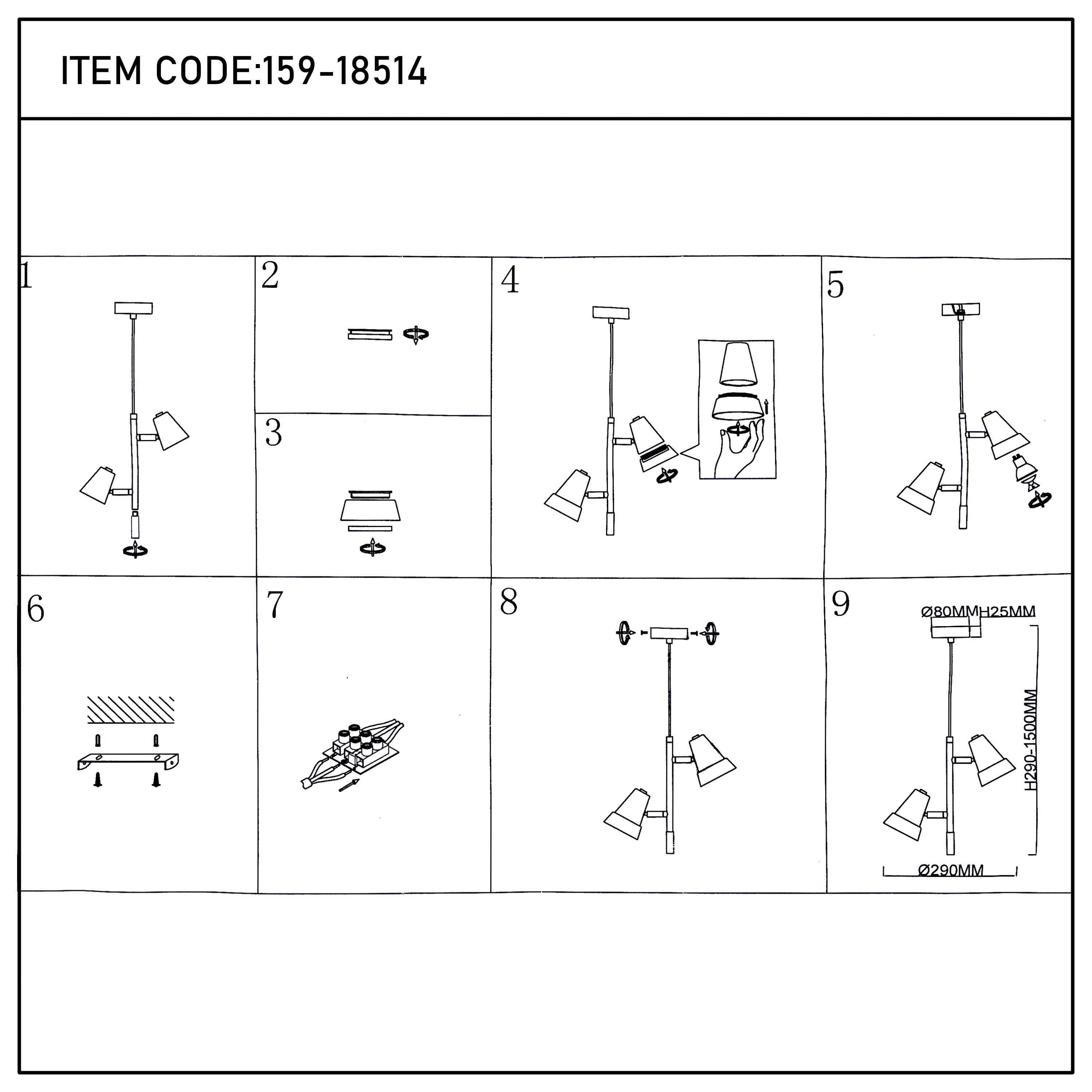 Modern Black & Brass Multi-Arm Spotlight, GU10 Dimmable