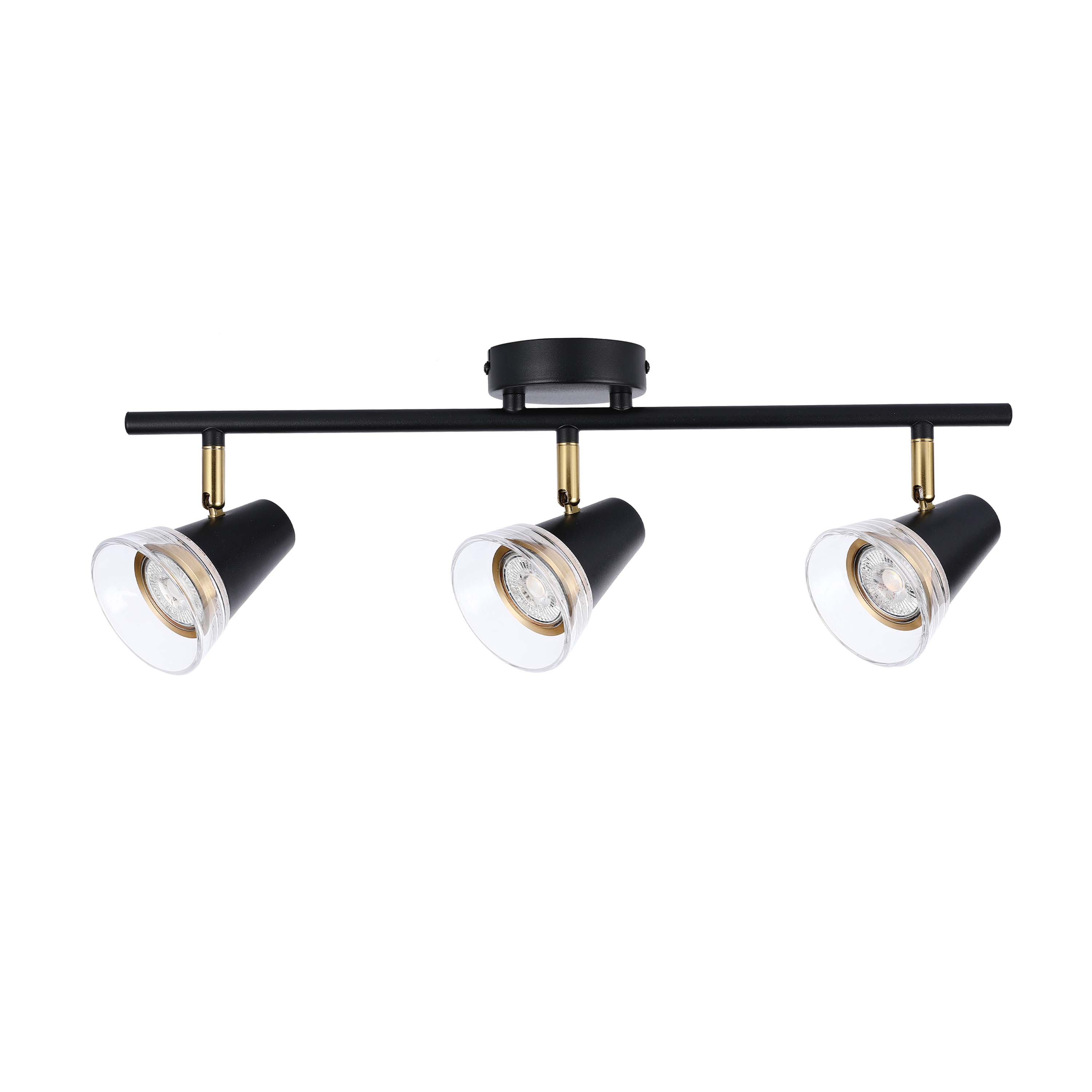 Modern Black & Brass Linear Spotlight Bar, GU10 Dimmable