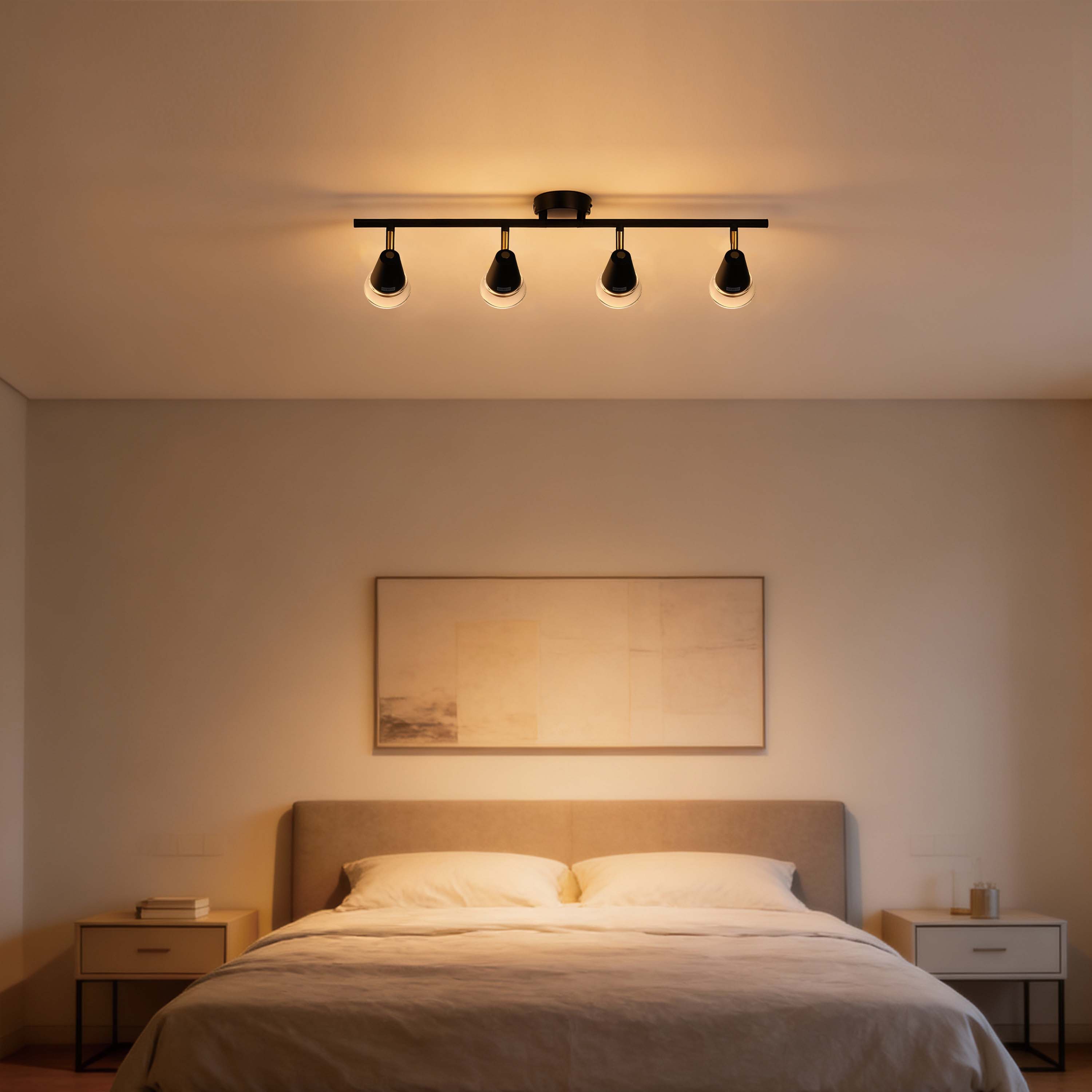 Modern Black & Brass Linear Spotlight Bar, GU10 Dimmable