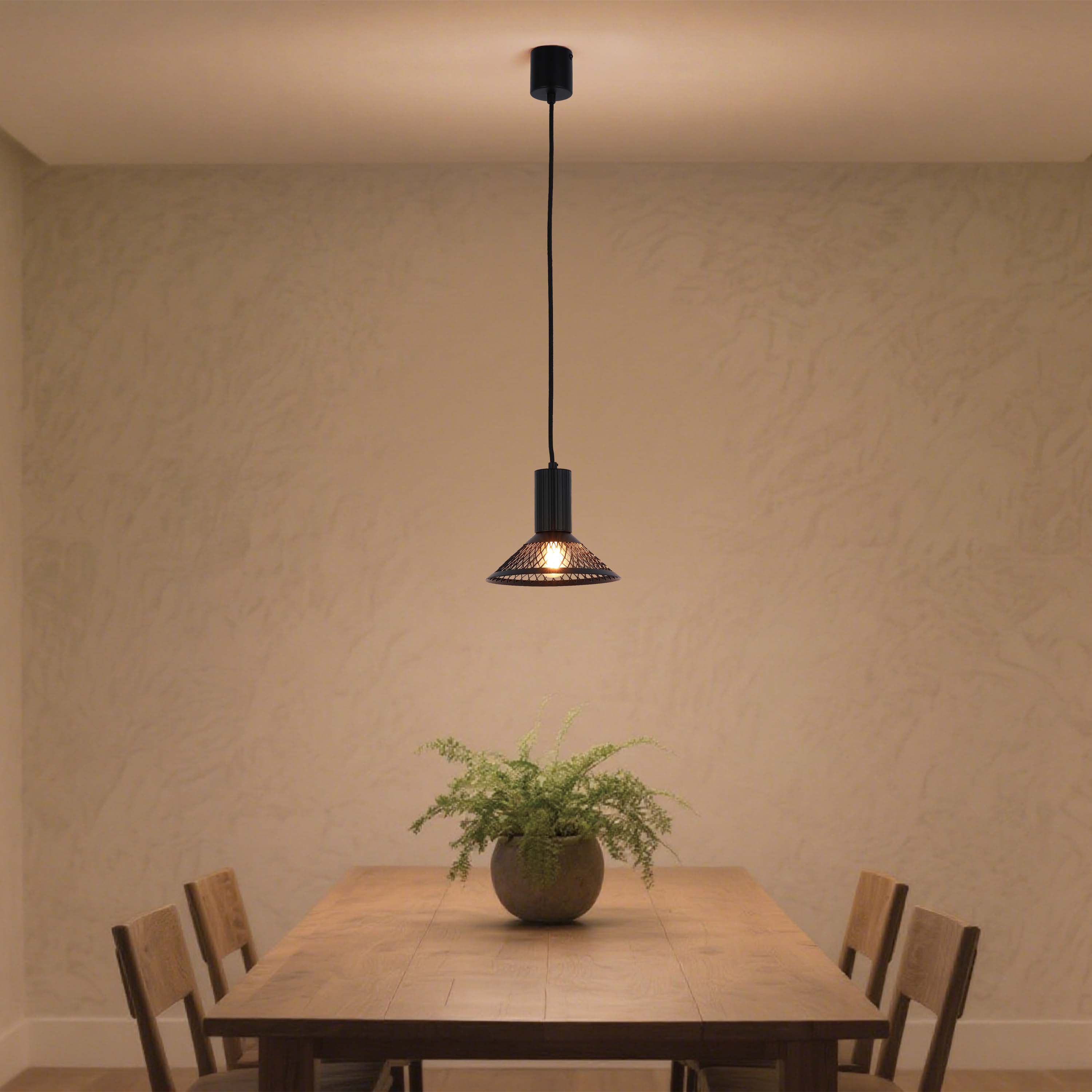 Modern Matte Black Disc Shade Pendant Light, 1 to 8-Light E14