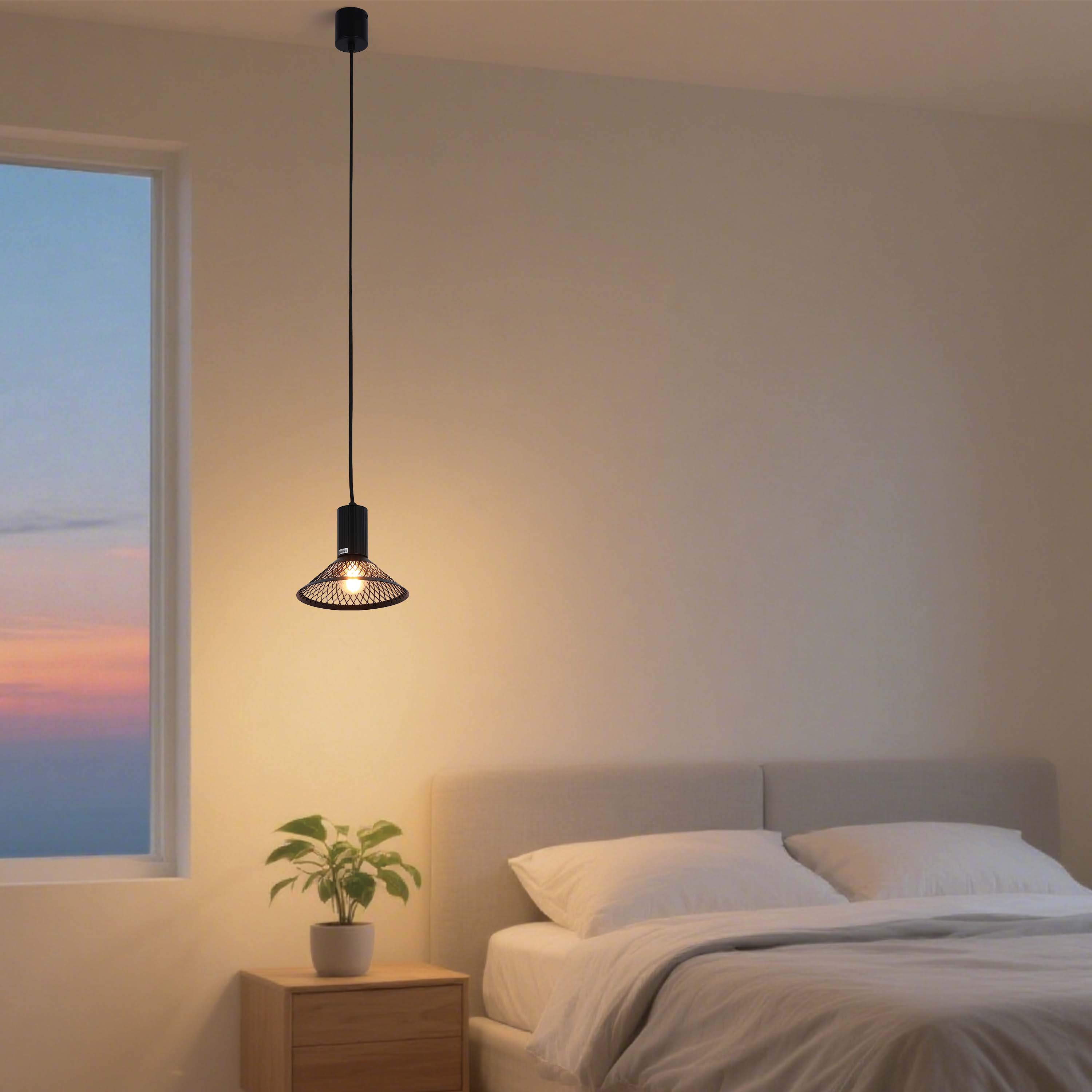 Modern Matte Black Disc Shade Pendant Light, 1 to 8-Light E14