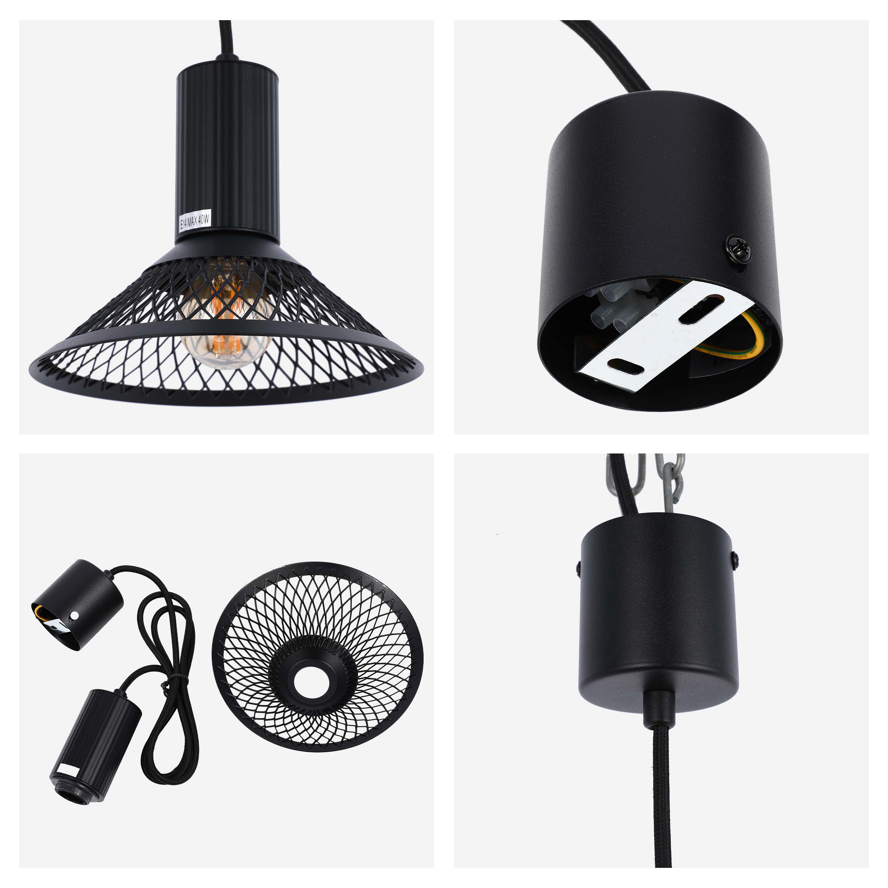 Modern Matte Black Disc Shade Pendant Light, 1 to 8-Light E14