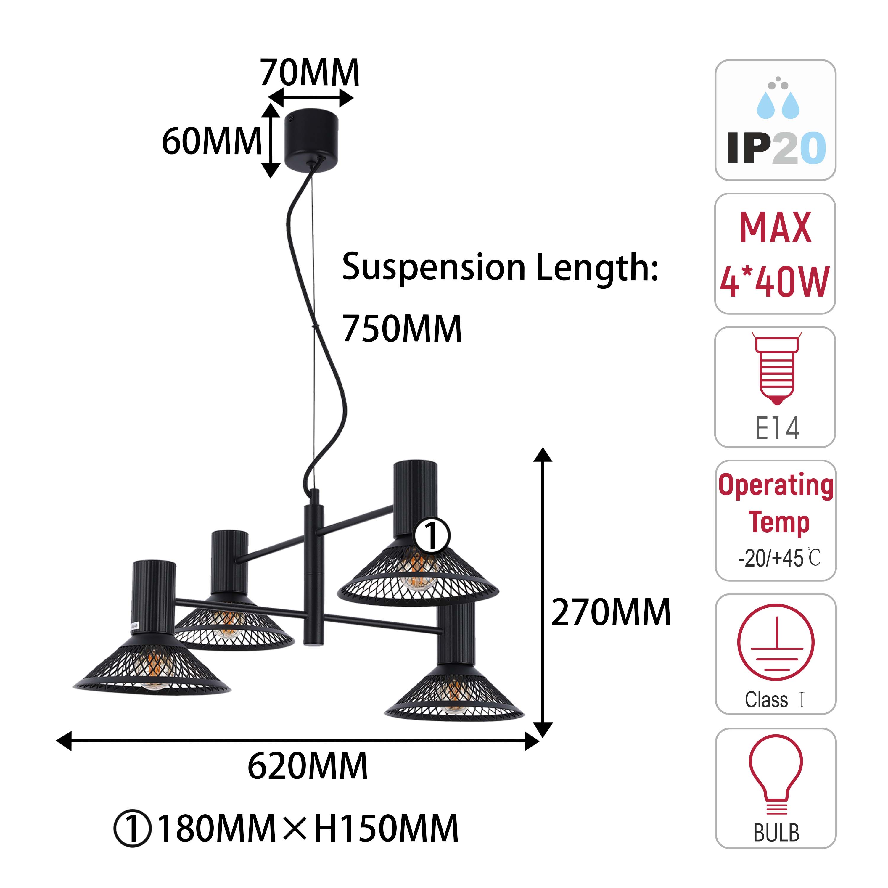 Modern Matte Black Disc Shade Pendant Light, 1 to 8-Light E14