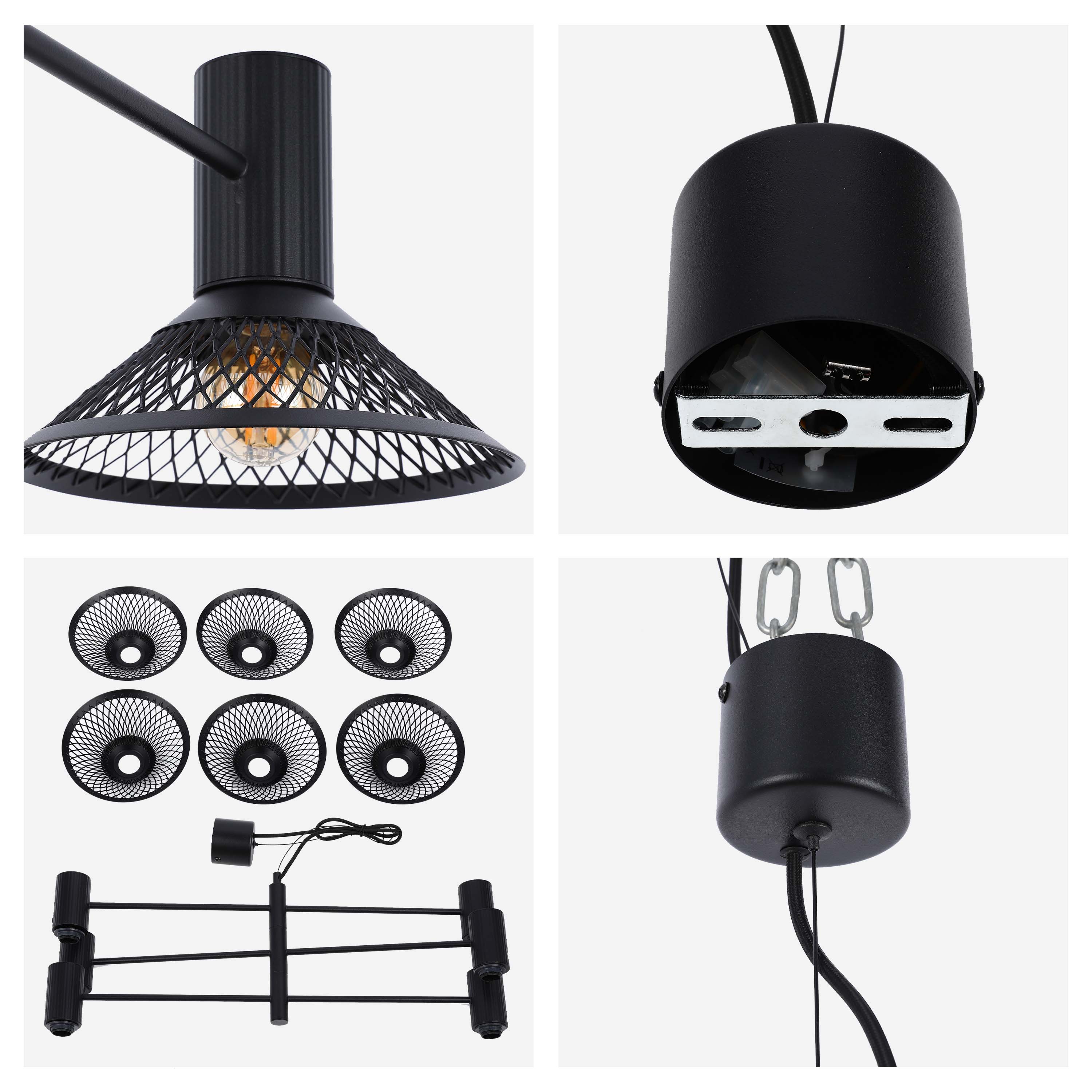 Modern Matte Black Disc Shade Pendant Light, 1 to 8-Light E14