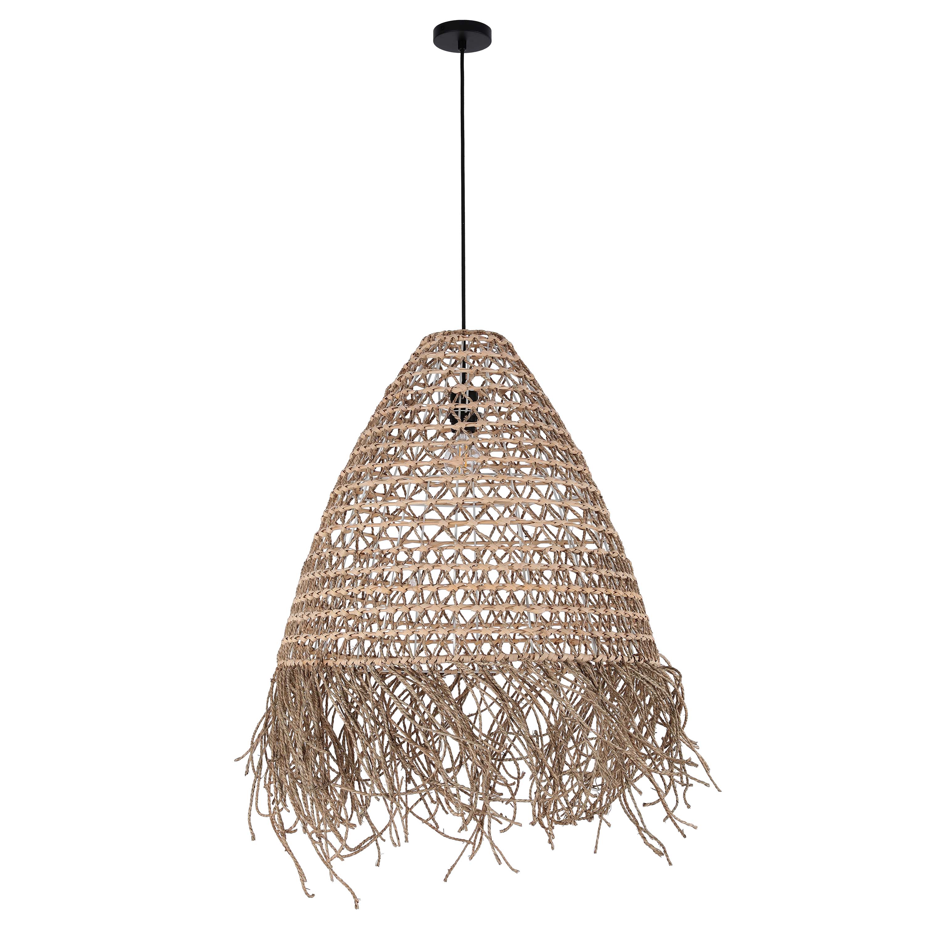 Natural Woven Bamboo & Seagrass Pendant Light, 1x E27