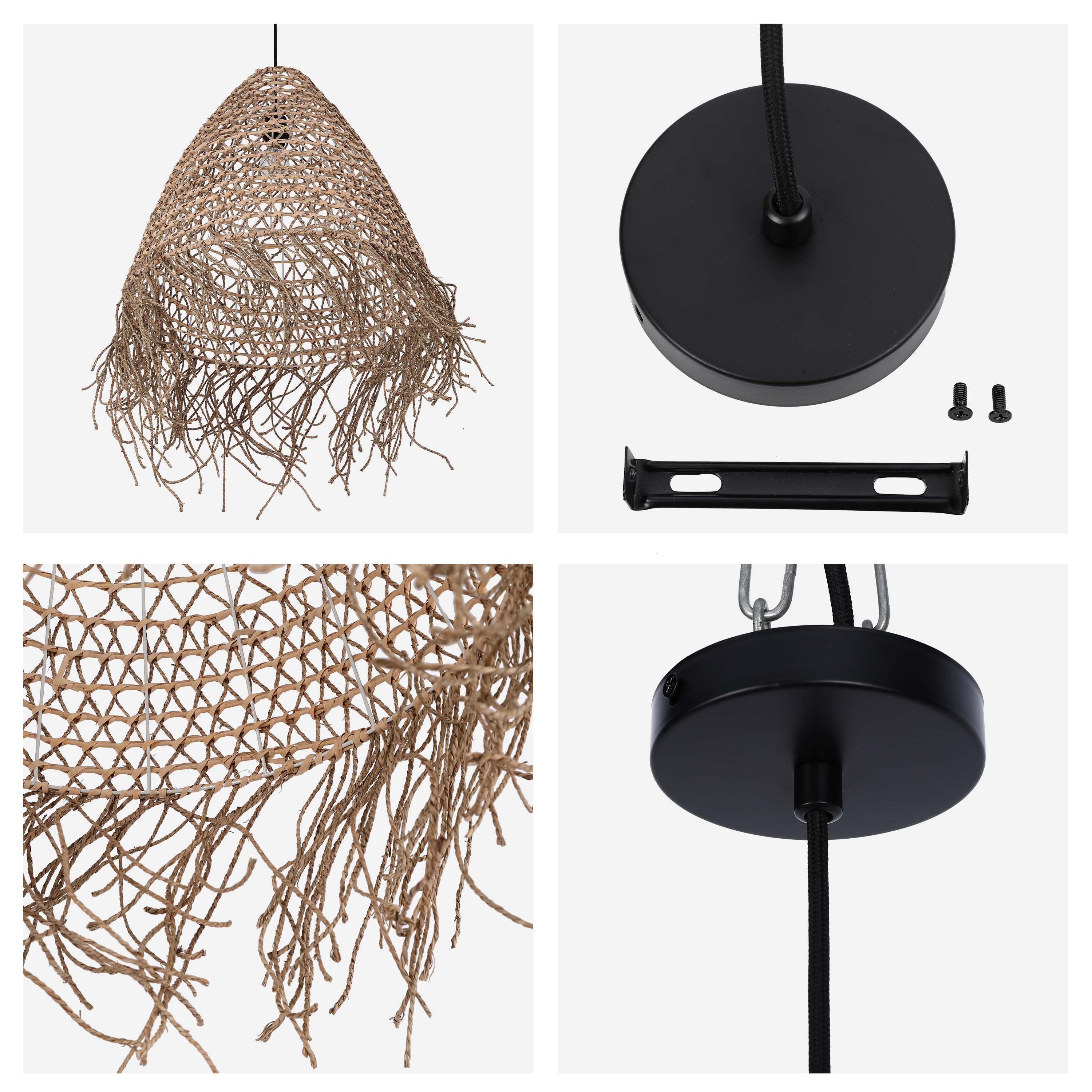Natural Woven Bamboo & Seagrass Pendant Light, 1x E27