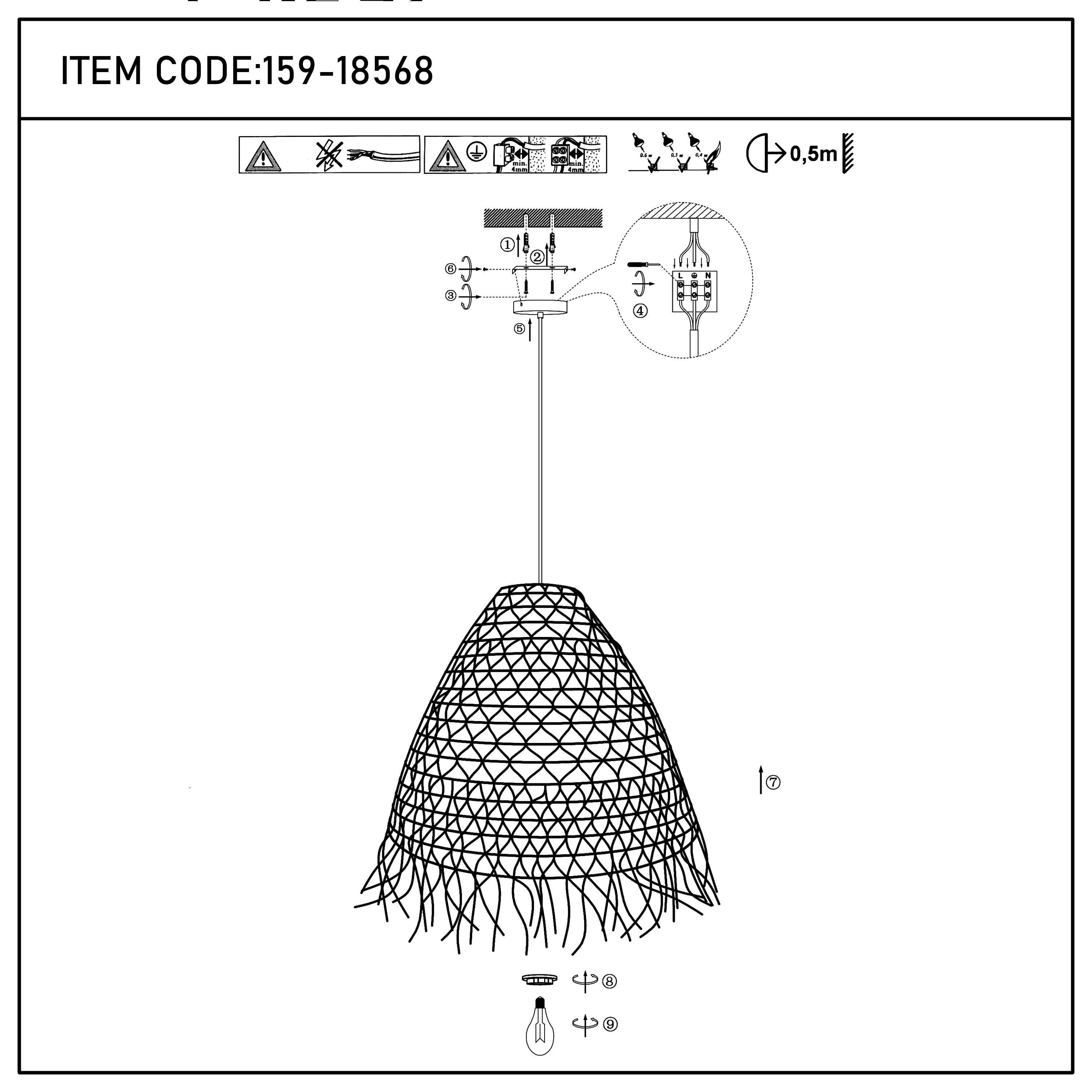 Natural Woven Bamboo & Seagrass Pendant Light, 1x E27