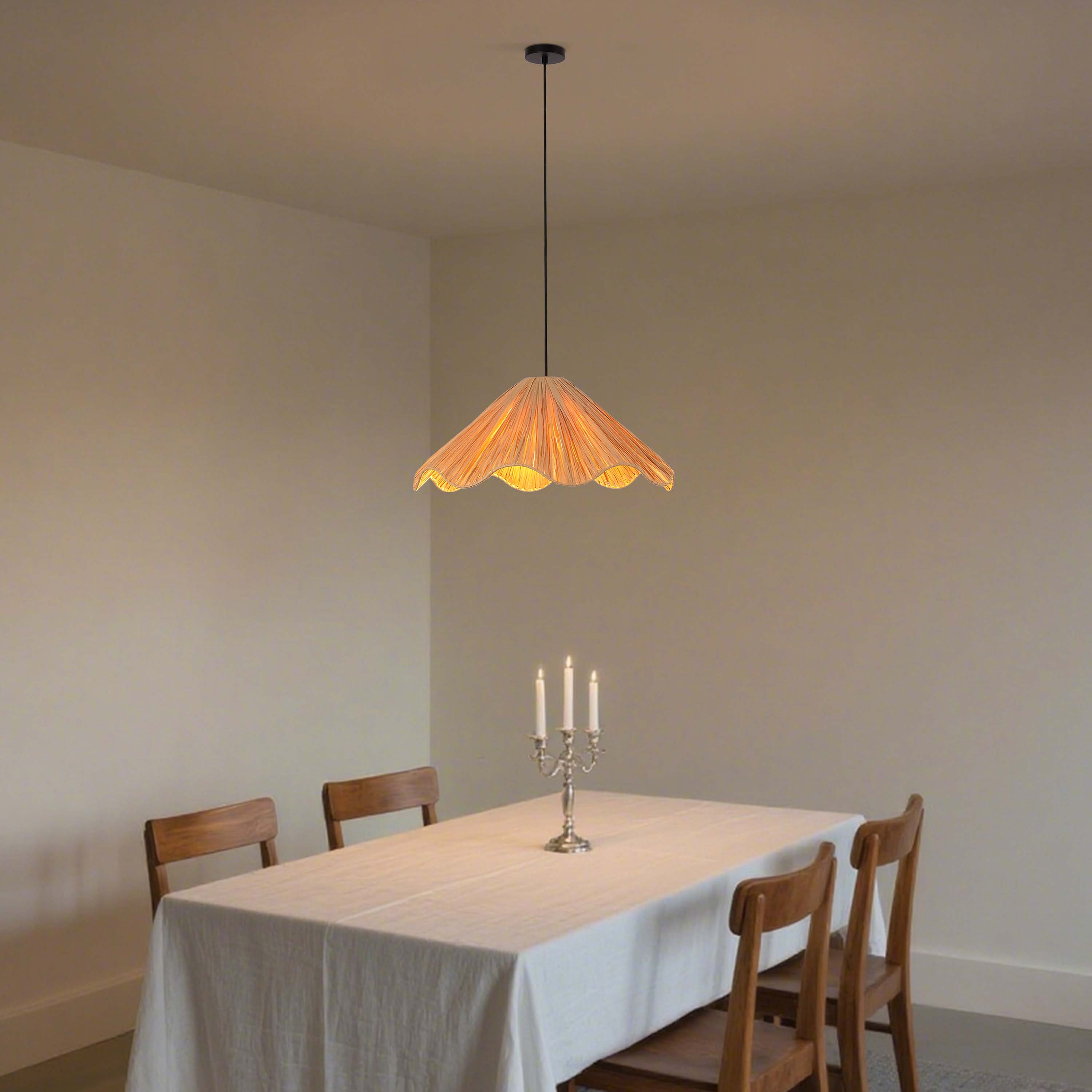 Natural Raffia Paper Woven Pendant Light, 1x E27
