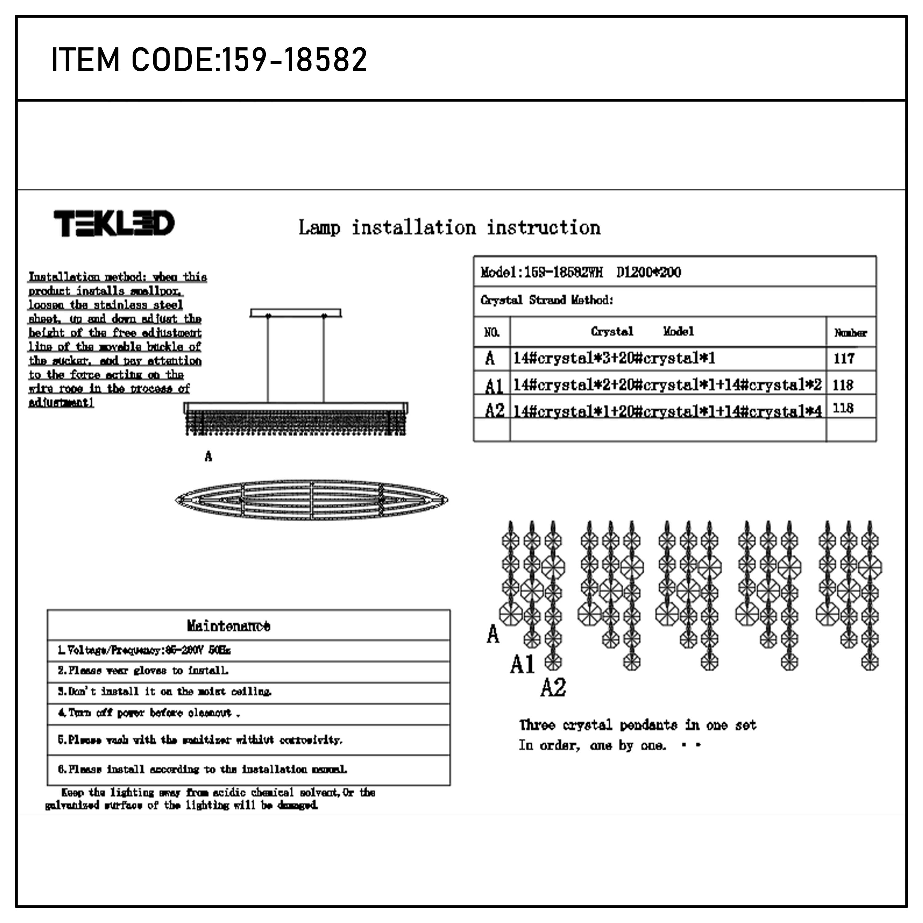 Premium Modern Crystal LED Chandelier, Dimmable with 2.4G Remote, 3CCT