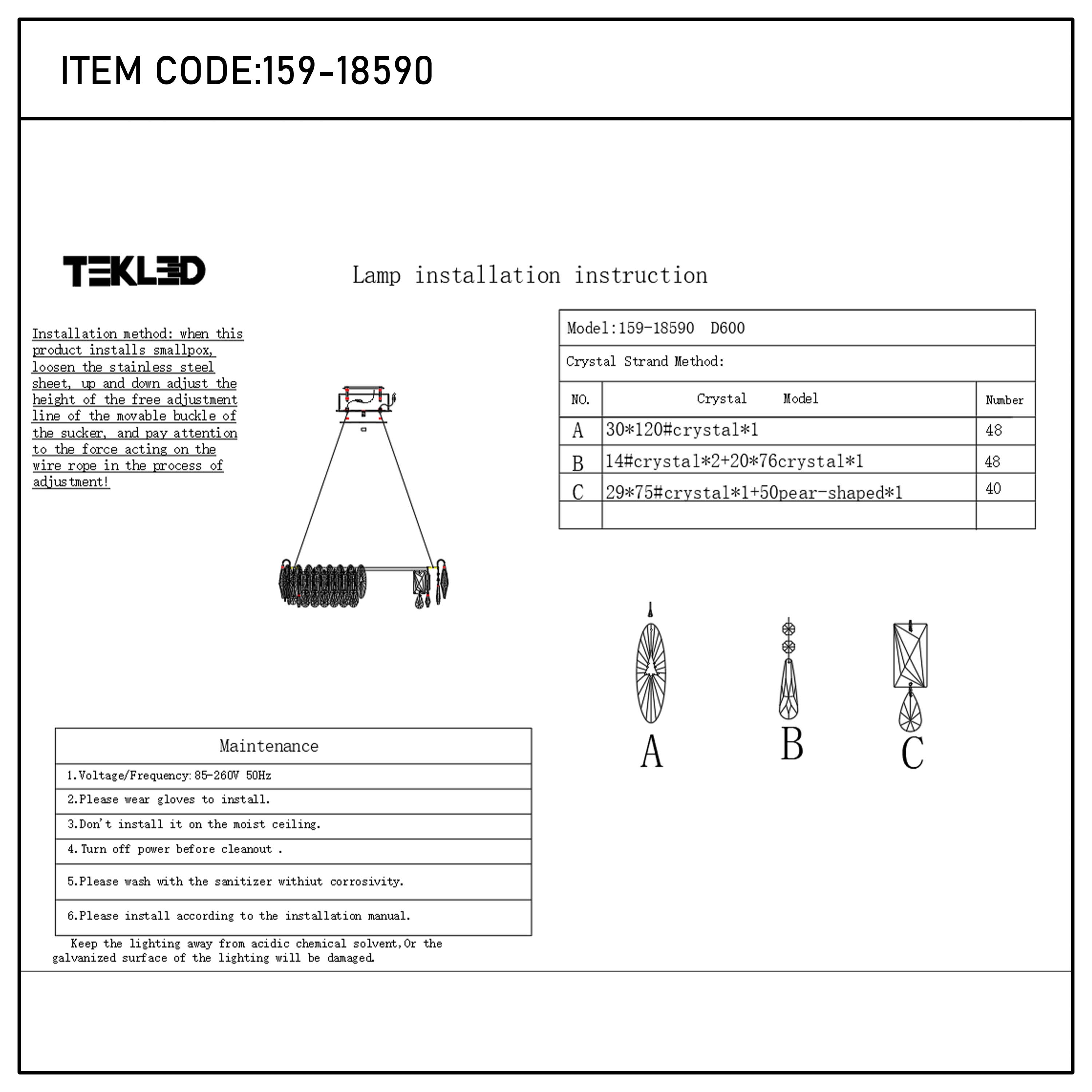 Premium Modern Crystal LED Chandelier, Dimmable with 2.4G Remote, 3CCT