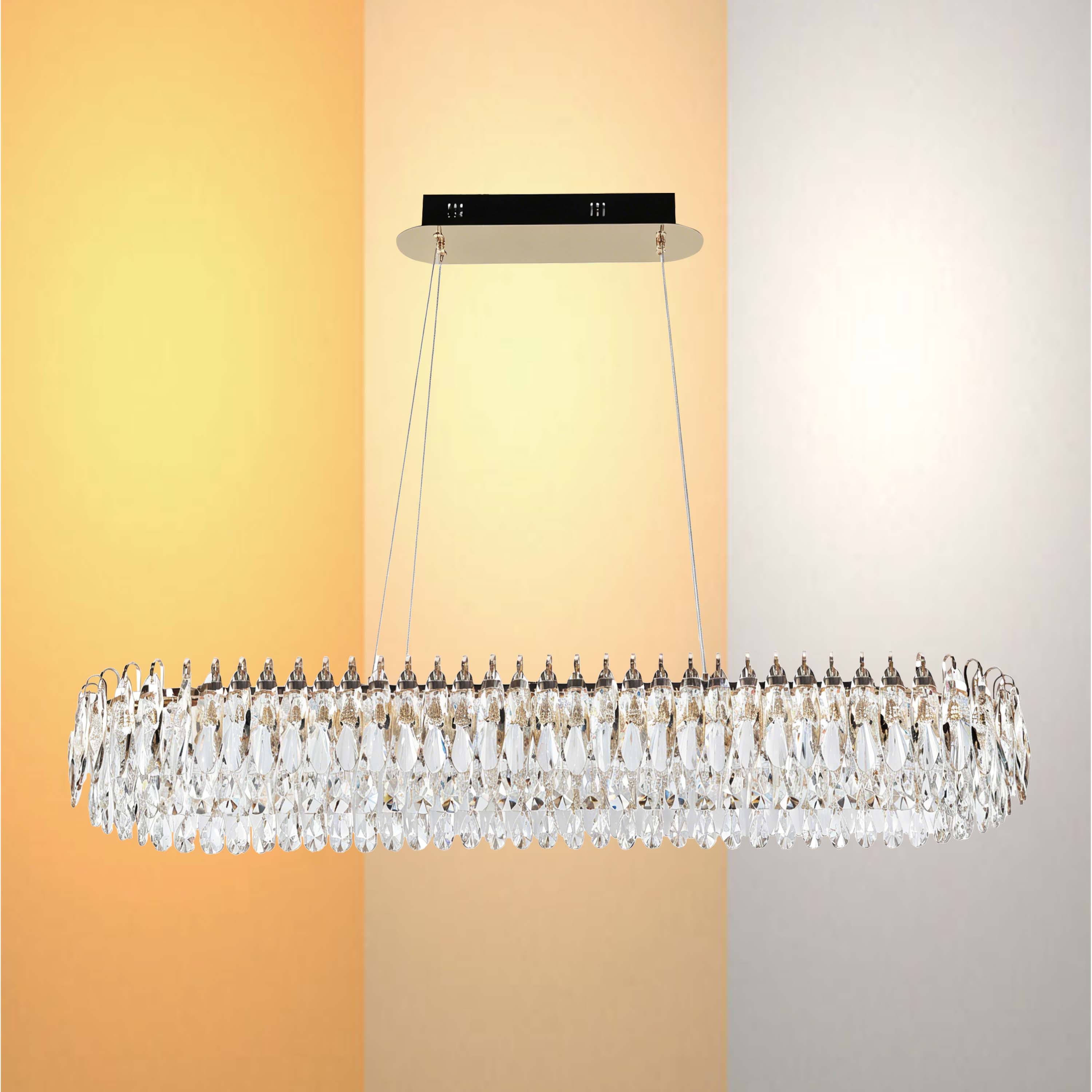 Premium Modern Crystal LED Chandelier, Dimmable with 2.4G Remote, 3CCT