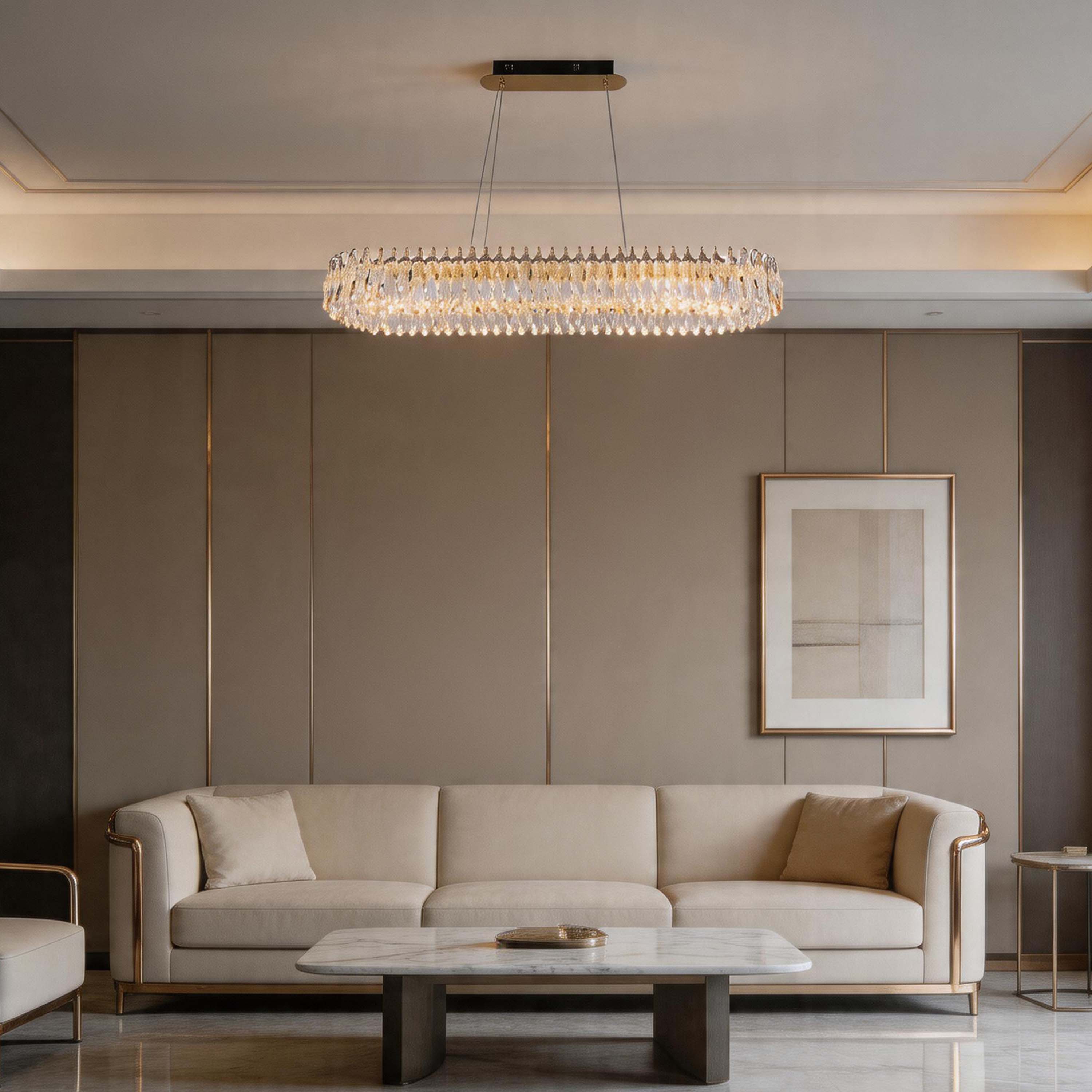 Premium Modern Crystal LED Chandelier, Dimmable with 2.4G Remote, 3CCT