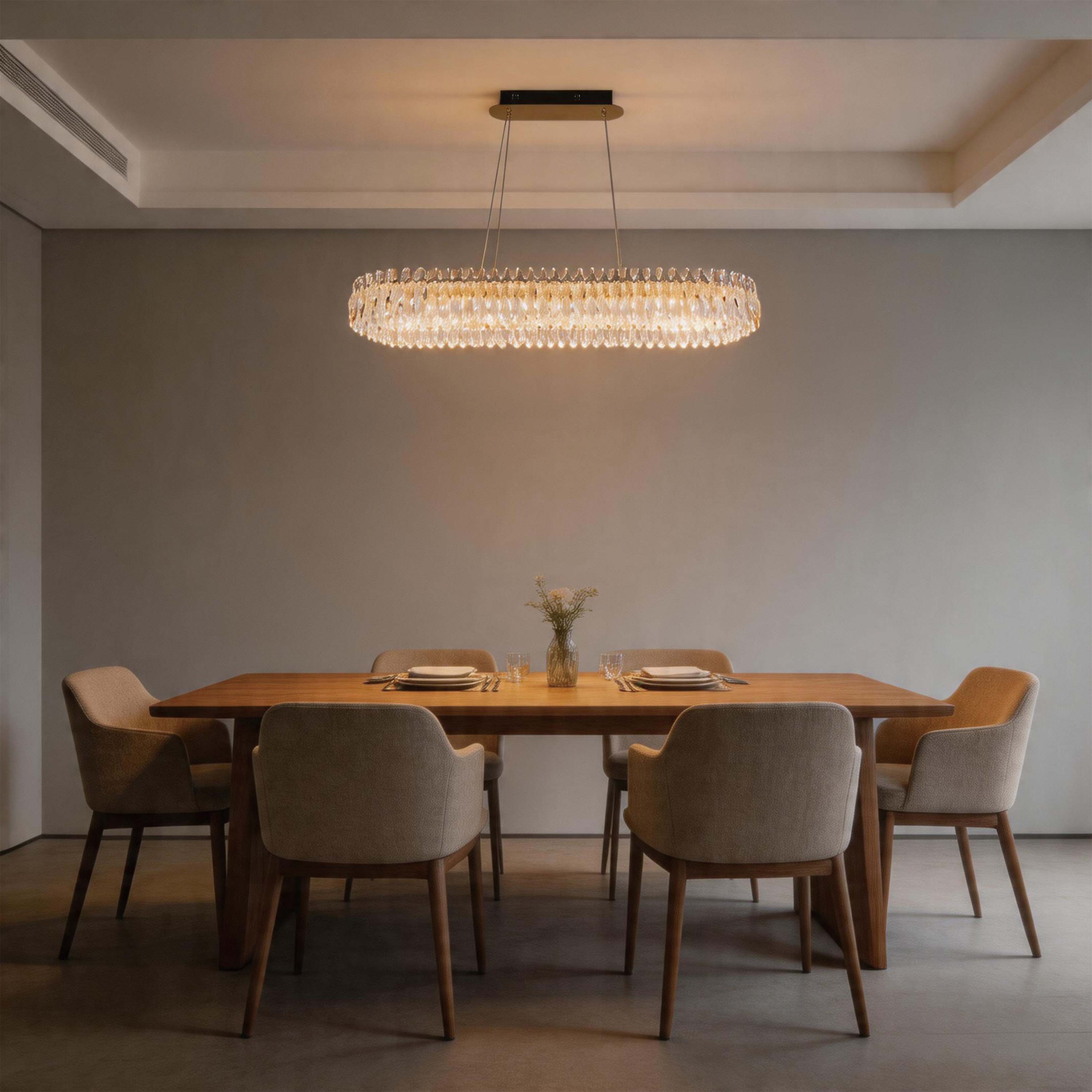 Premium Modern Crystal LED Chandelier, Dimmable with 2.4G Remote, 3CCT