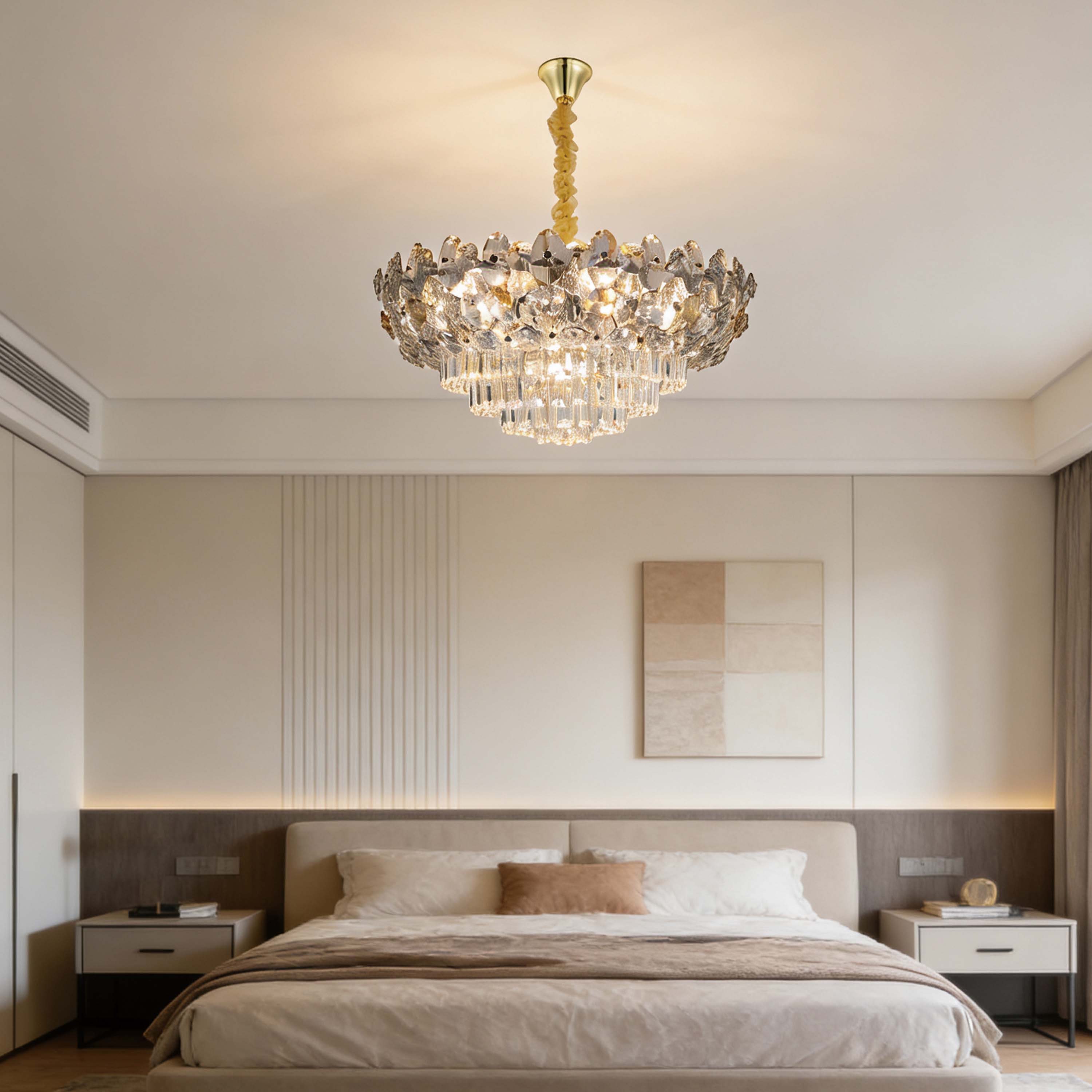 Luxury Gold & Crystal Empire Chandelier Collection M2158, 12 to 42 Light E14