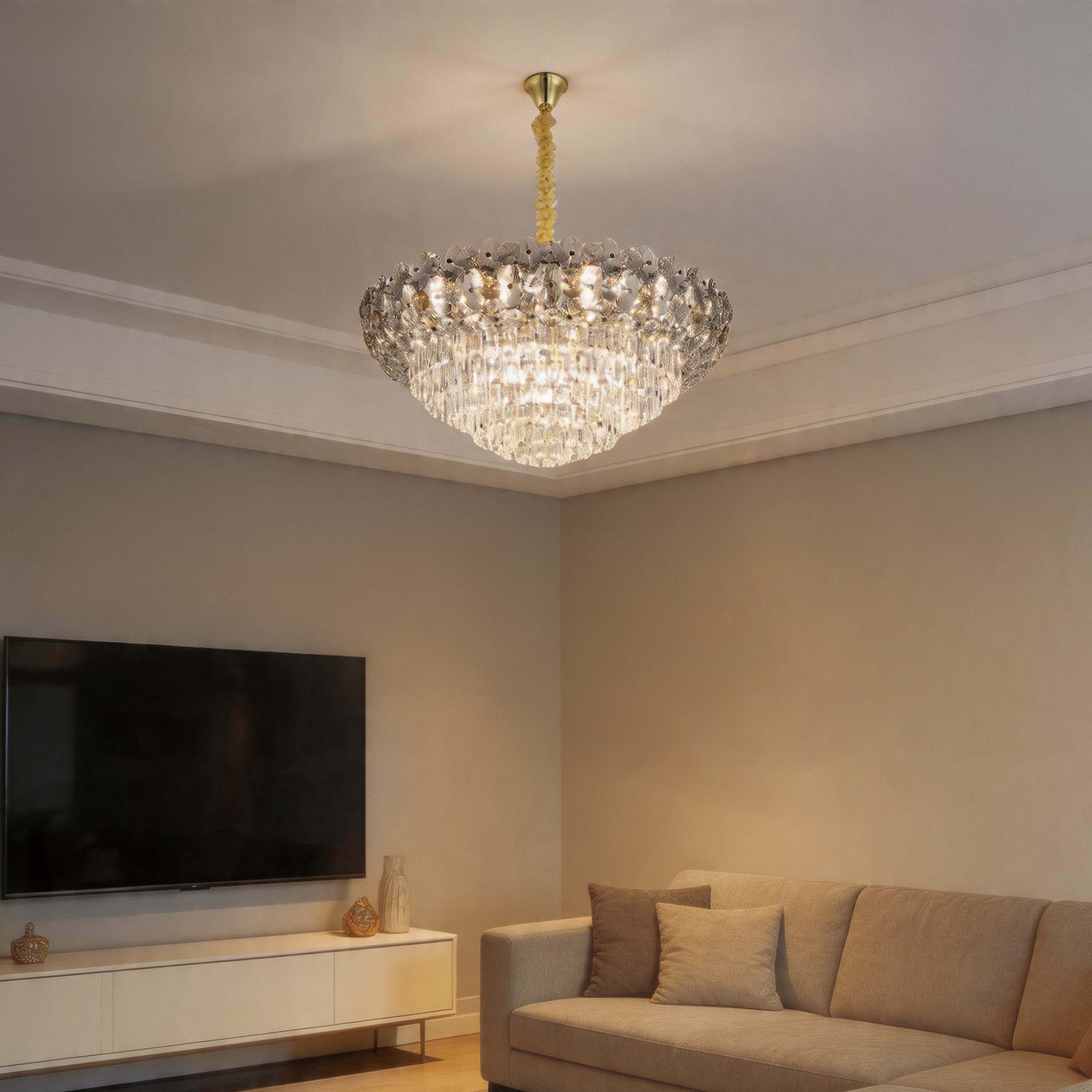Luxury Gold & Crystal Empire Chandelier Collection M2158, 12 to 42 Light E14