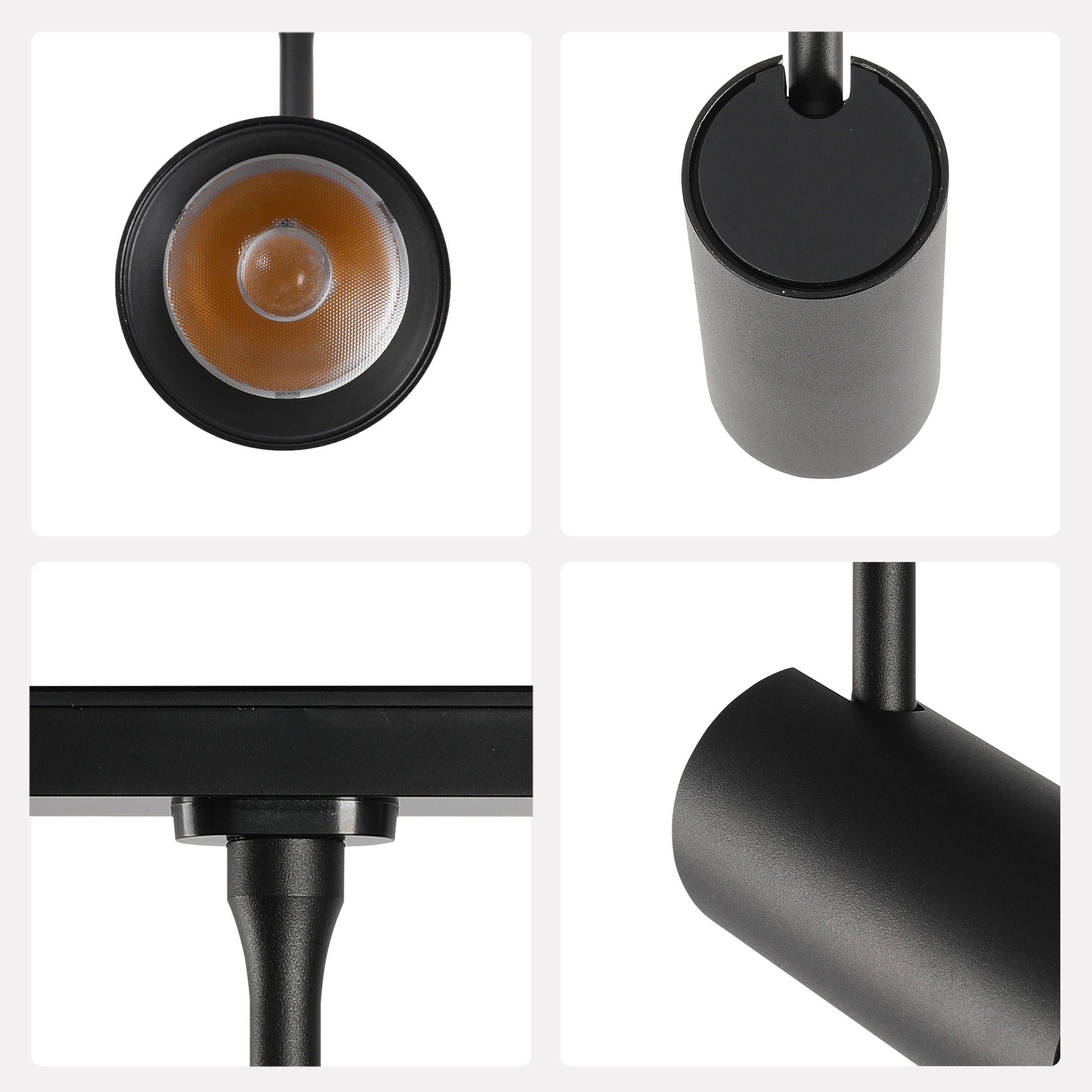 Magnetic Cylinder Slim LED Track Light, 20W 48V 4000K Black