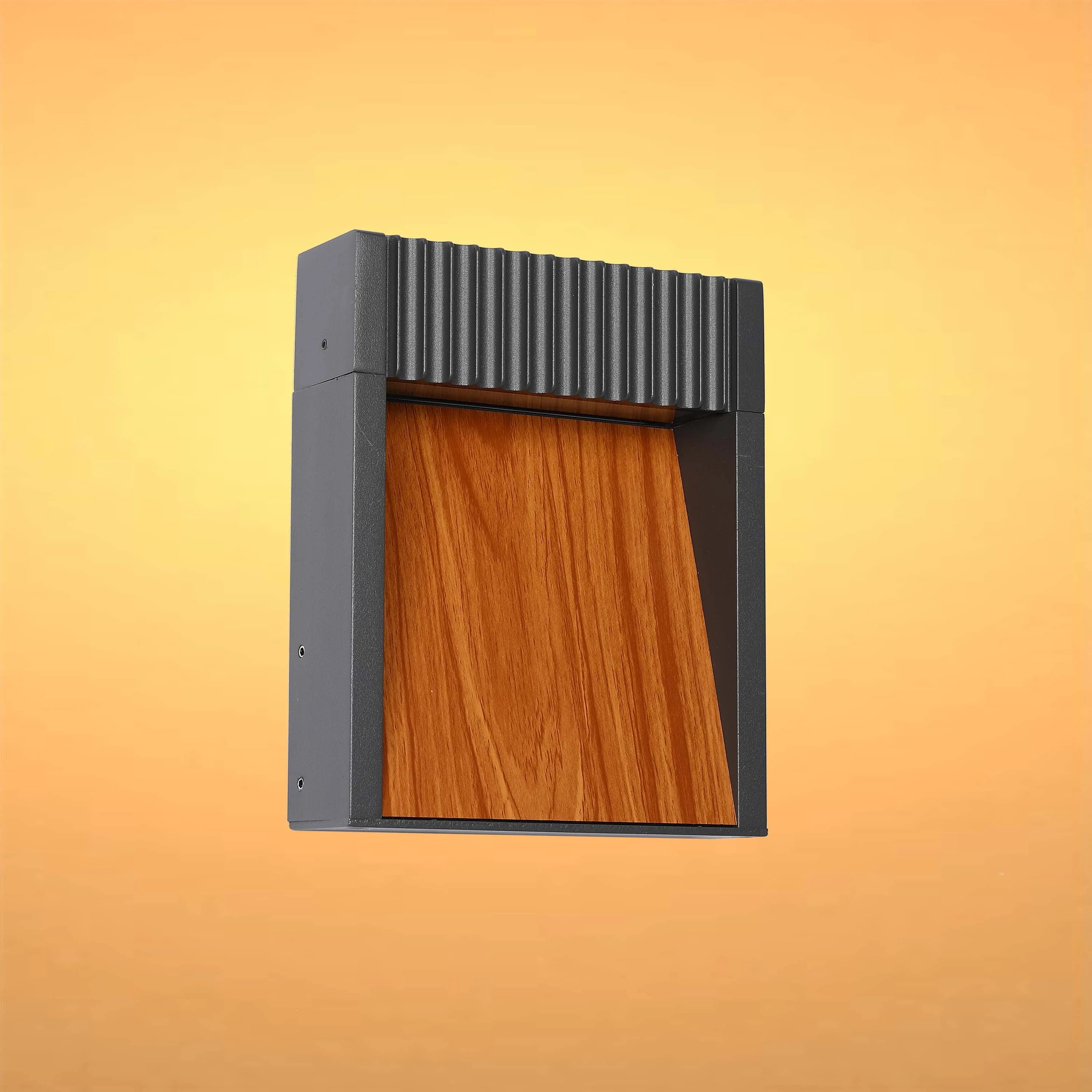 Dark Grey Wood-Effect Outdoor Wall Light