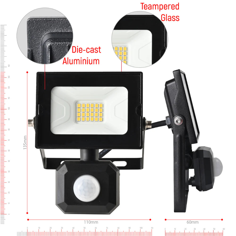 Shows size of 10w apollo flood light