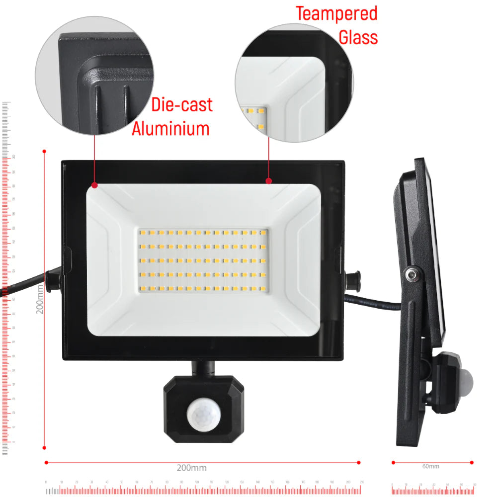 Shows size of 50w apollo flood light