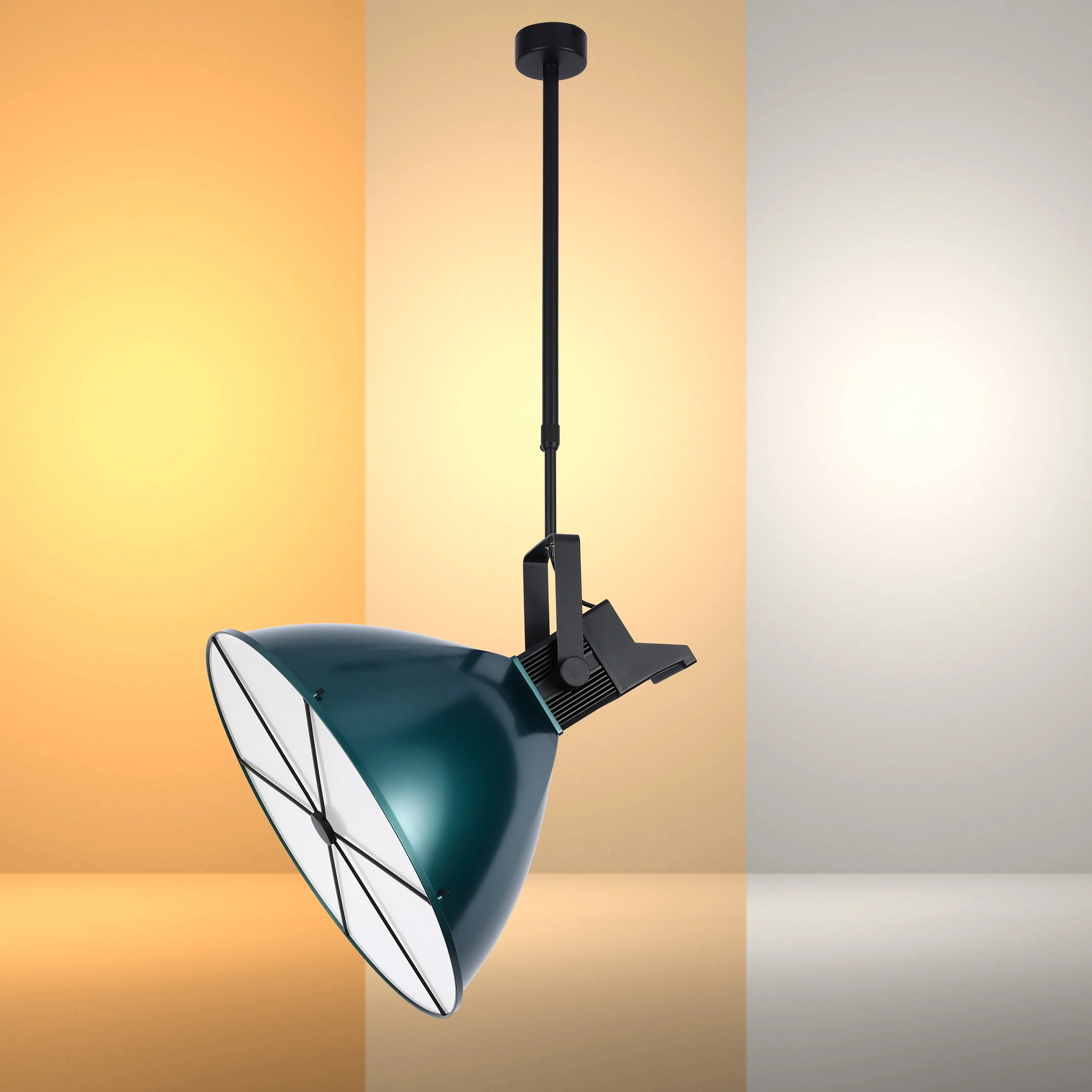 Teal Green Adjustable Spotlight Pendant Light with Cross Design and Remote Control