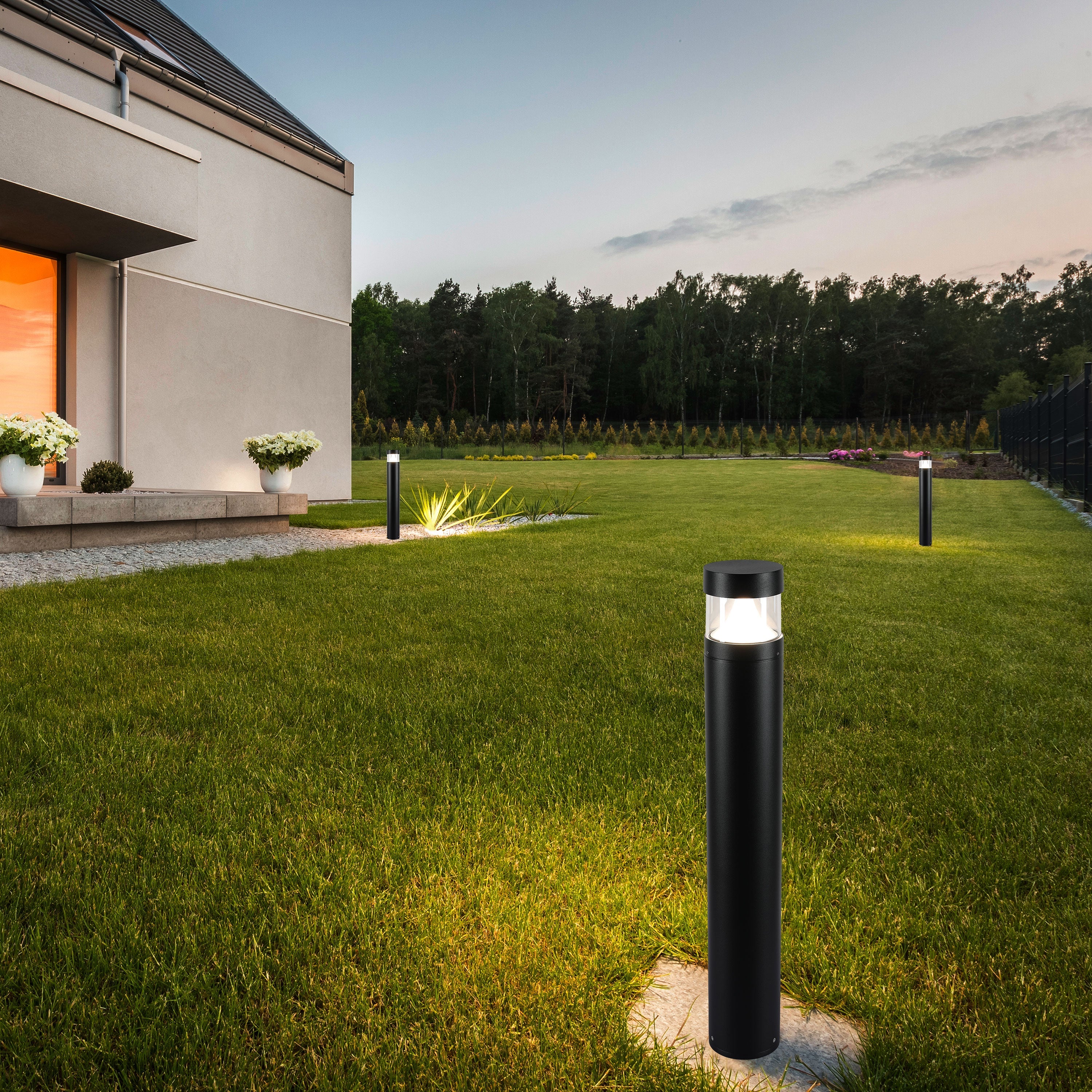 10W Modern Black LED Bollard Garden Light, 800mm, 3CCT Selectable IP65