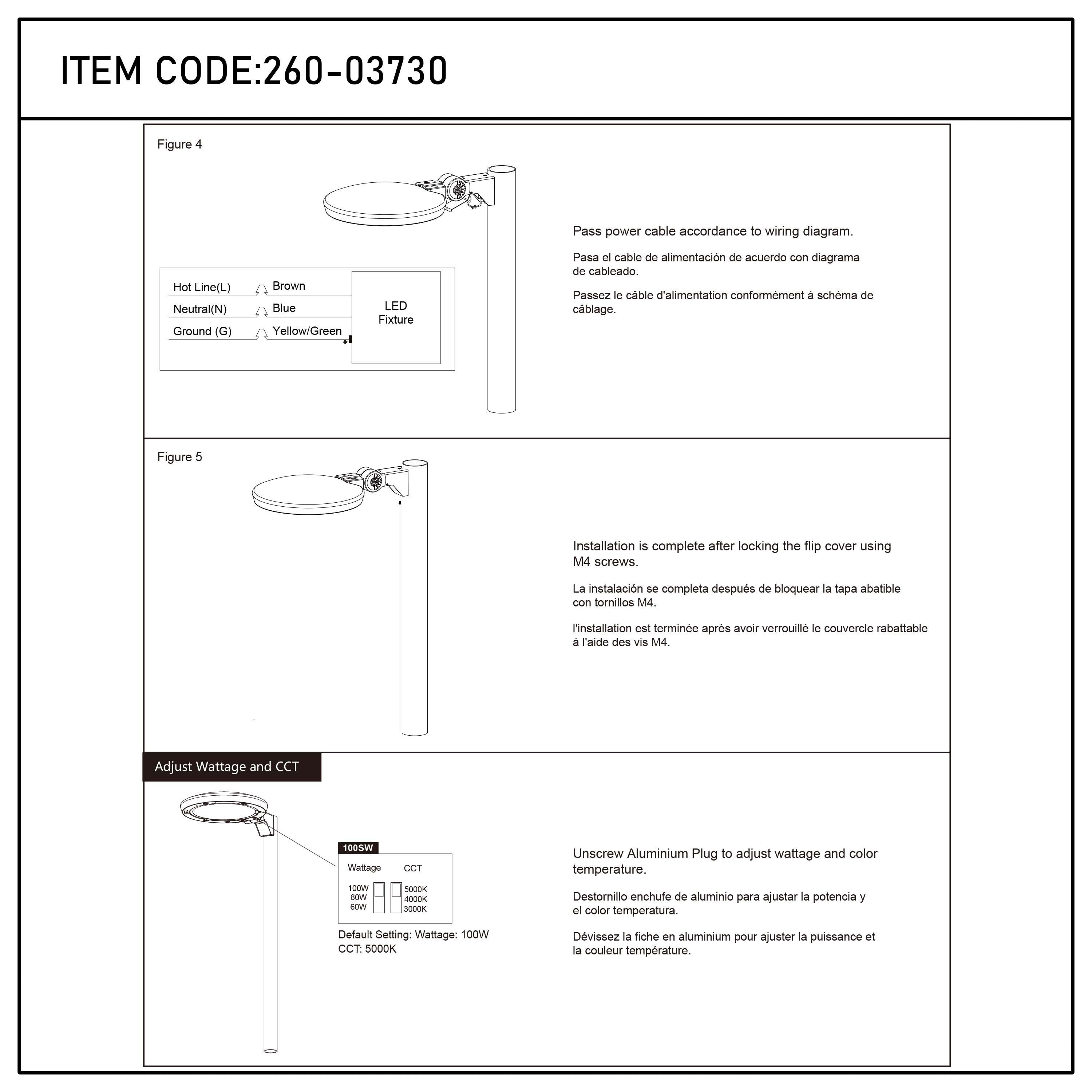 LED Outdoor Wall Light, Selectable 60-100W & 3CCT