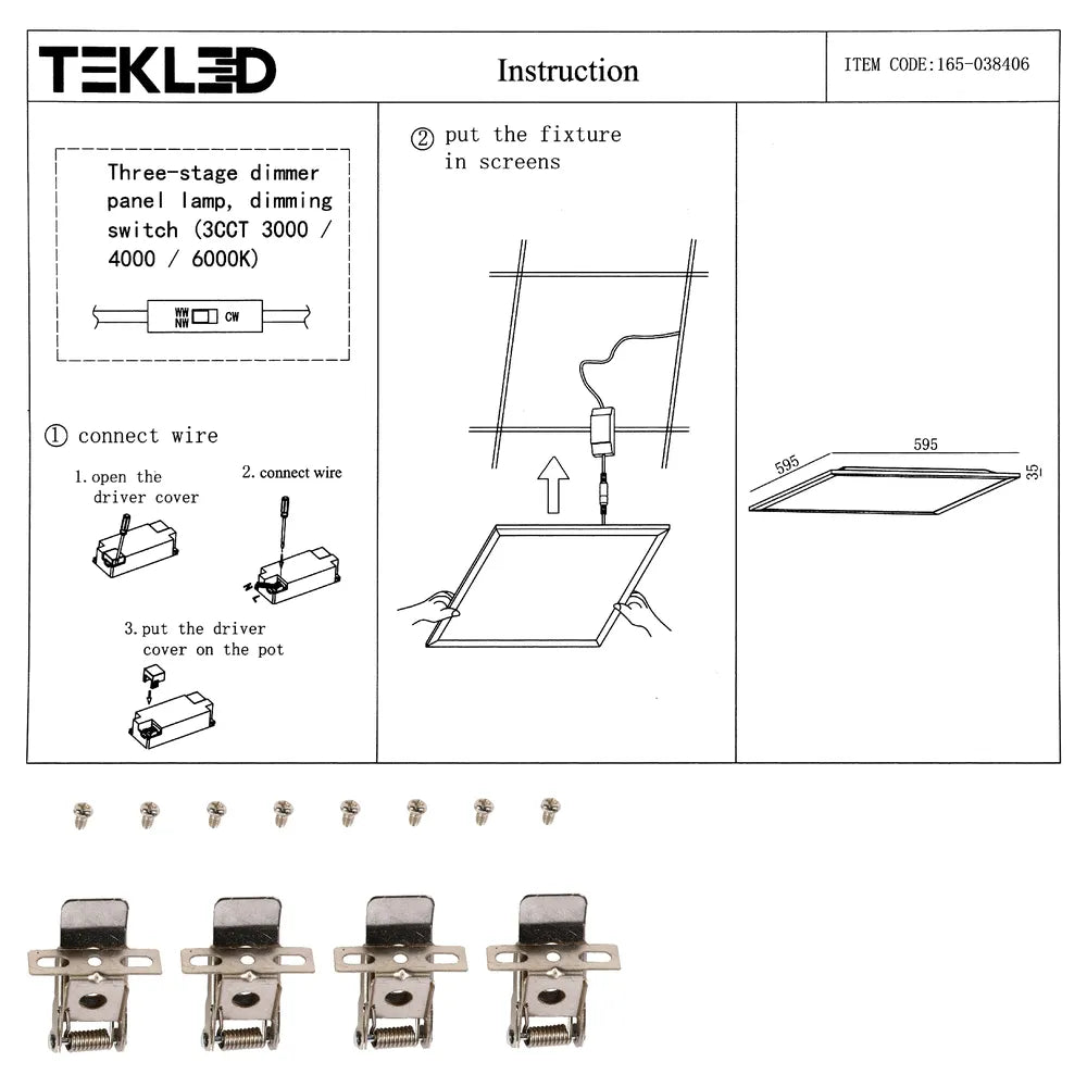 User manual for 600x600 Luminous Switch 3CCT LED Panel Light 2x2ft 40W-165-038406